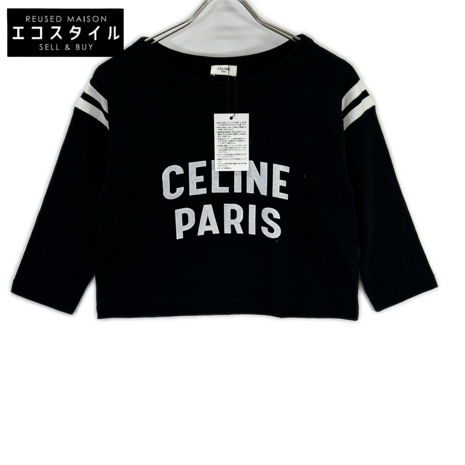 CELINE セリーヌ ブラック 2X921668W プリントTシャツ トップス S ブラック レディース 【中古】|ブランドリユース エコスタイル
