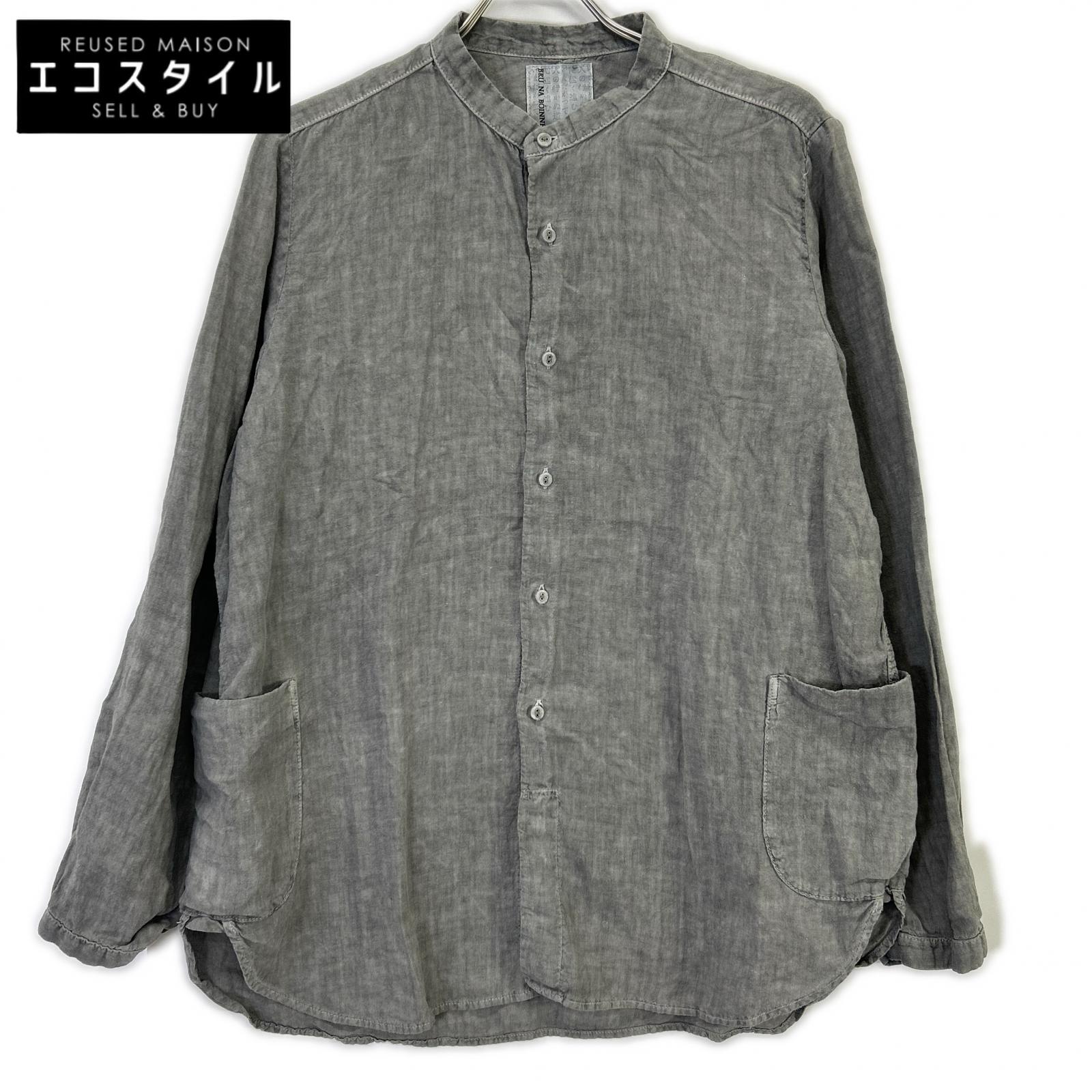 BRUNABOINNE ブルーナボイン 4382ー2 墨染め スタンドカラー サイドポケット オーバーシャツ ジャケット M グレー メンズ 【中古】|ブランドリユース エコスタイル