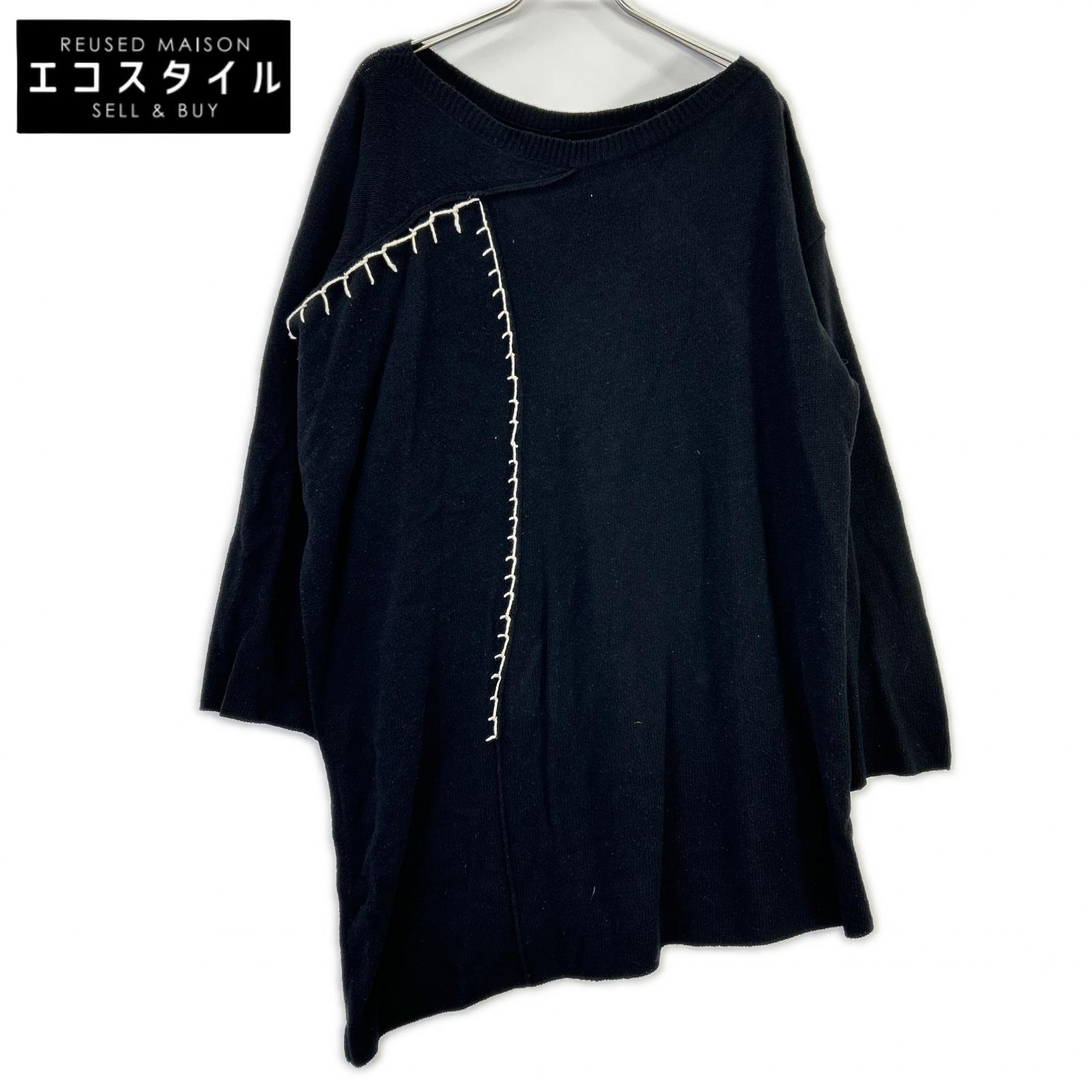 Yohji Yamamoto ヨウジヤマモト FC-K23-188 黒いこと 刺しゅうひな形 ロングニットトップス トップス   2 黒いこと レディース 【中古】