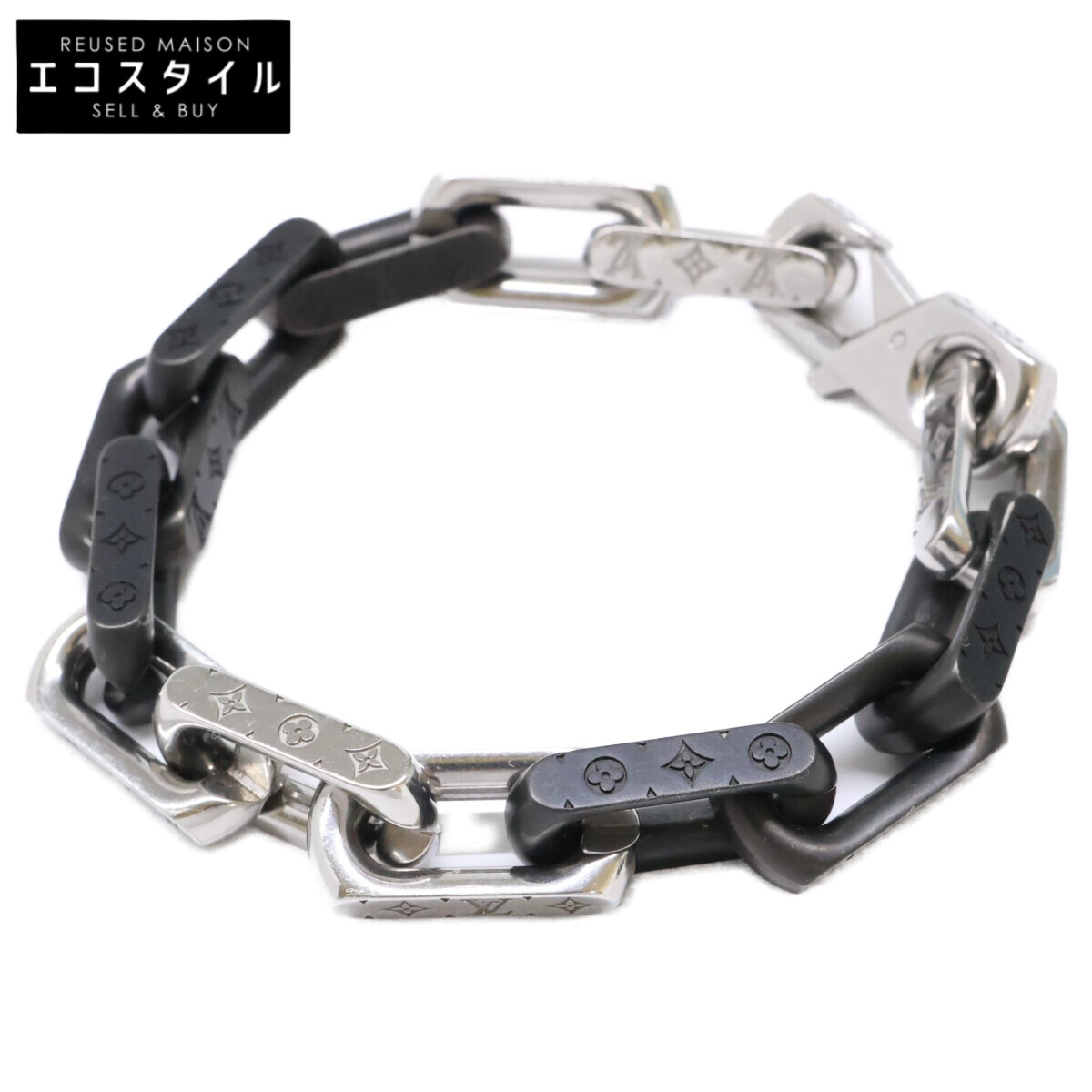 LOUIS VUITTON ルイヴィトン M00686 モノグラム チェーン店 腕輪   しろがね色/黒いこと メンズ 【中古】