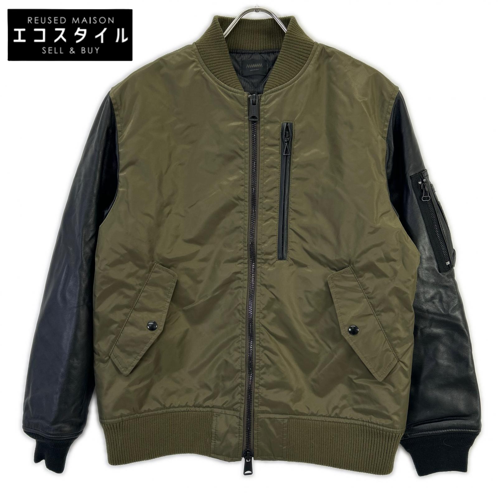 MMMMM エムゴ M23010M22-1 カーキ 子ヒツジなめし革×ナイロン MA-1 上衣   M カーキ メンズ 【中古】