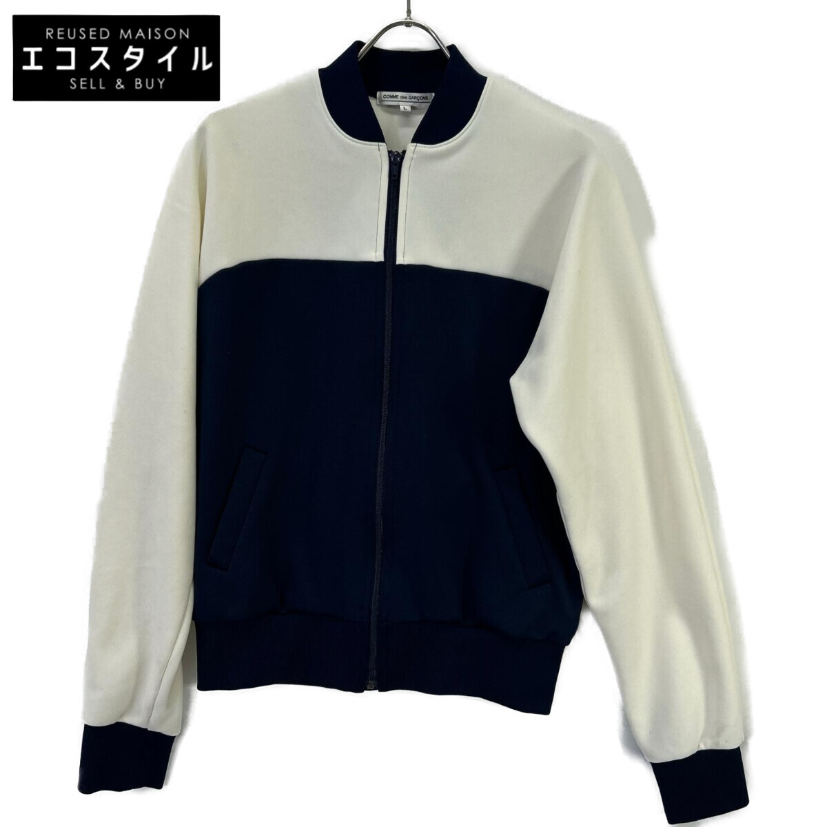 COMMEdesGARCONS コムデ給仕 22年 OX-T024 バイ色つや 貨物自動車上衣 トップス   L 白いこと×黒いこと メンズ 【中古】