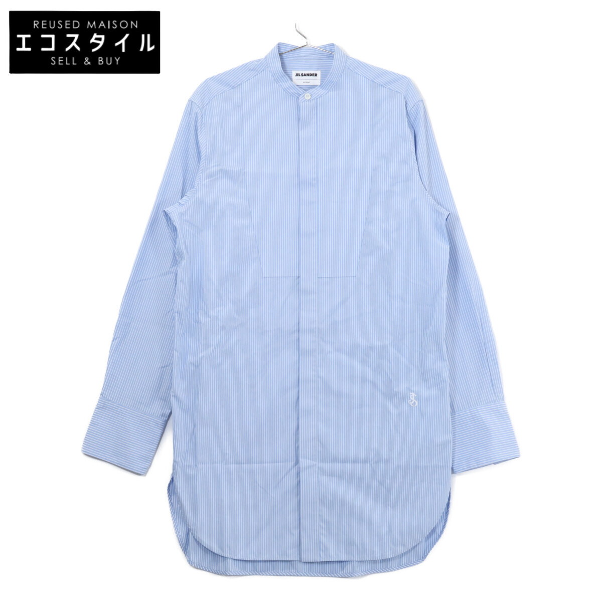 JIL SANDER ジルサンダー 【新品負けず劣らず/国内置き目】J24DL0107 J45179 縞模様 綿織物 ダンス楽隊色合い ロングプルオーバー トップス 39 青色 レディース 【中古】