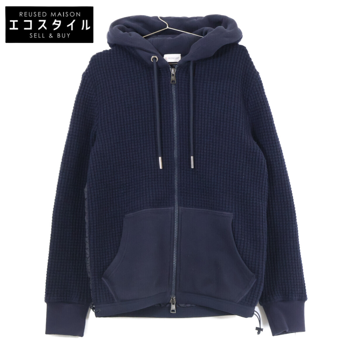 MONCLER モンク軌跡 C20918413800 MAGLIA CARDIGAN 編み物/ナイロンうつり変わり 中綿入り口・入口 フーディジャケット S 米国海軍 メンズ 【中古】