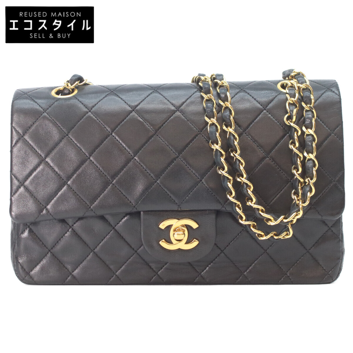 CHANEL シャネル A01112 子ヒツジ マトラッセ25 ショルダーバッグ   黒いこと/ゴールド金具 レディース 【中古】