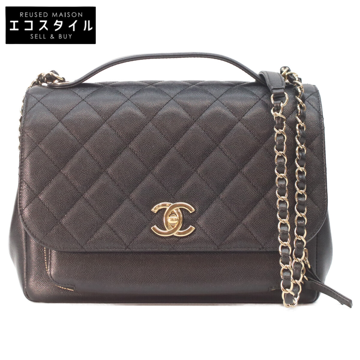 CHANEL シャネル A93607 キャビア ビジネスアフィニティ 2Way御徒面子 ショルダーバッグ   黒いこと/ゴールド金具 レディース 【中古】