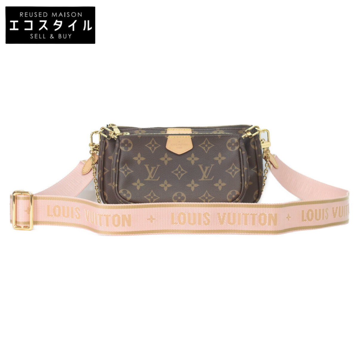 LOUIS VUITTON ルイヴィトン M44840 ローズクレール モノグラム ミュルティポシェットアクセソワール ショルダーバッグ   赤銅色/ゴールド金具 レディース 【中古】