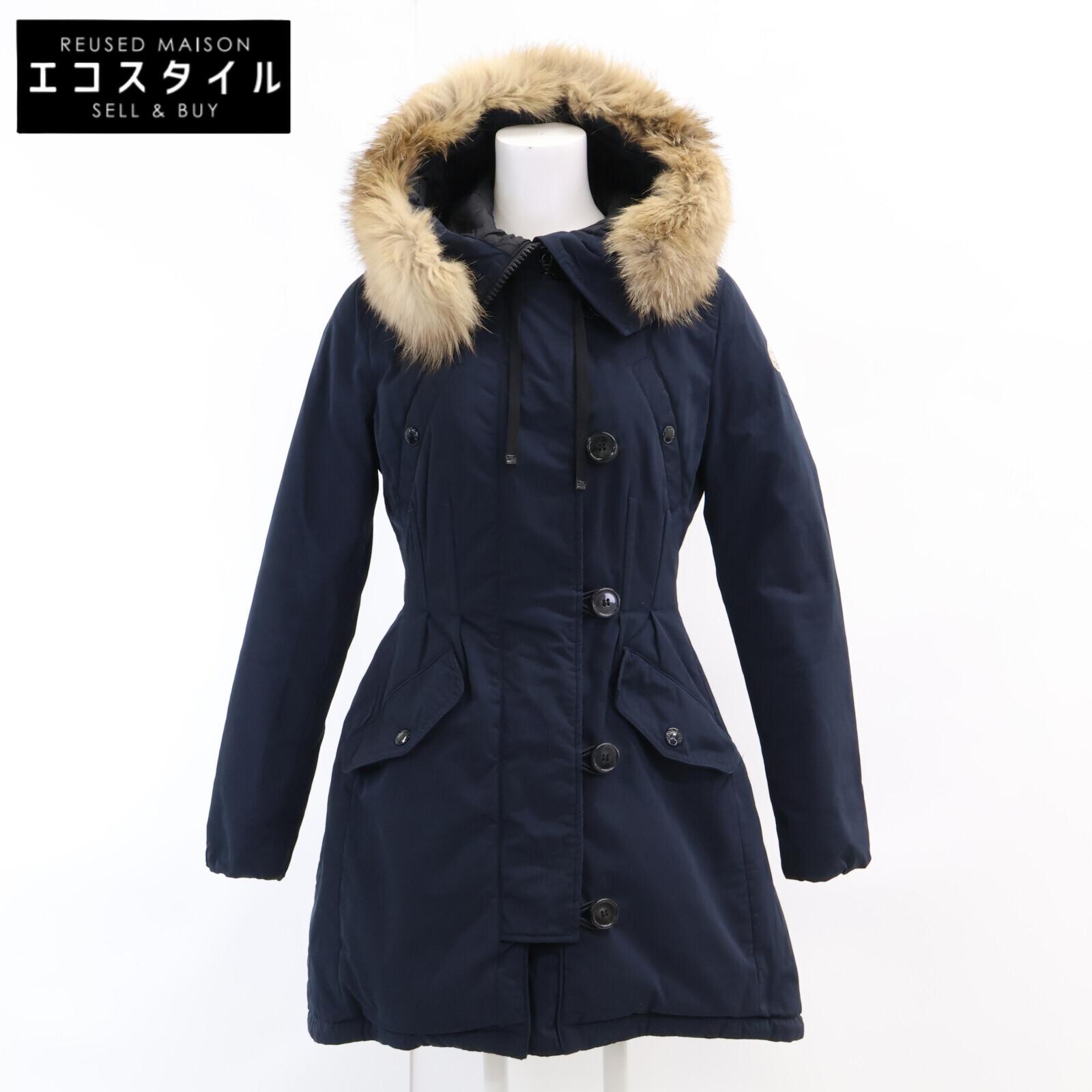 MONCLER モンク軌跡 ARRIETTE アリエッテ 毛皮付フーディダウンジャケット 1 米国海軍 レディース 【中古】
