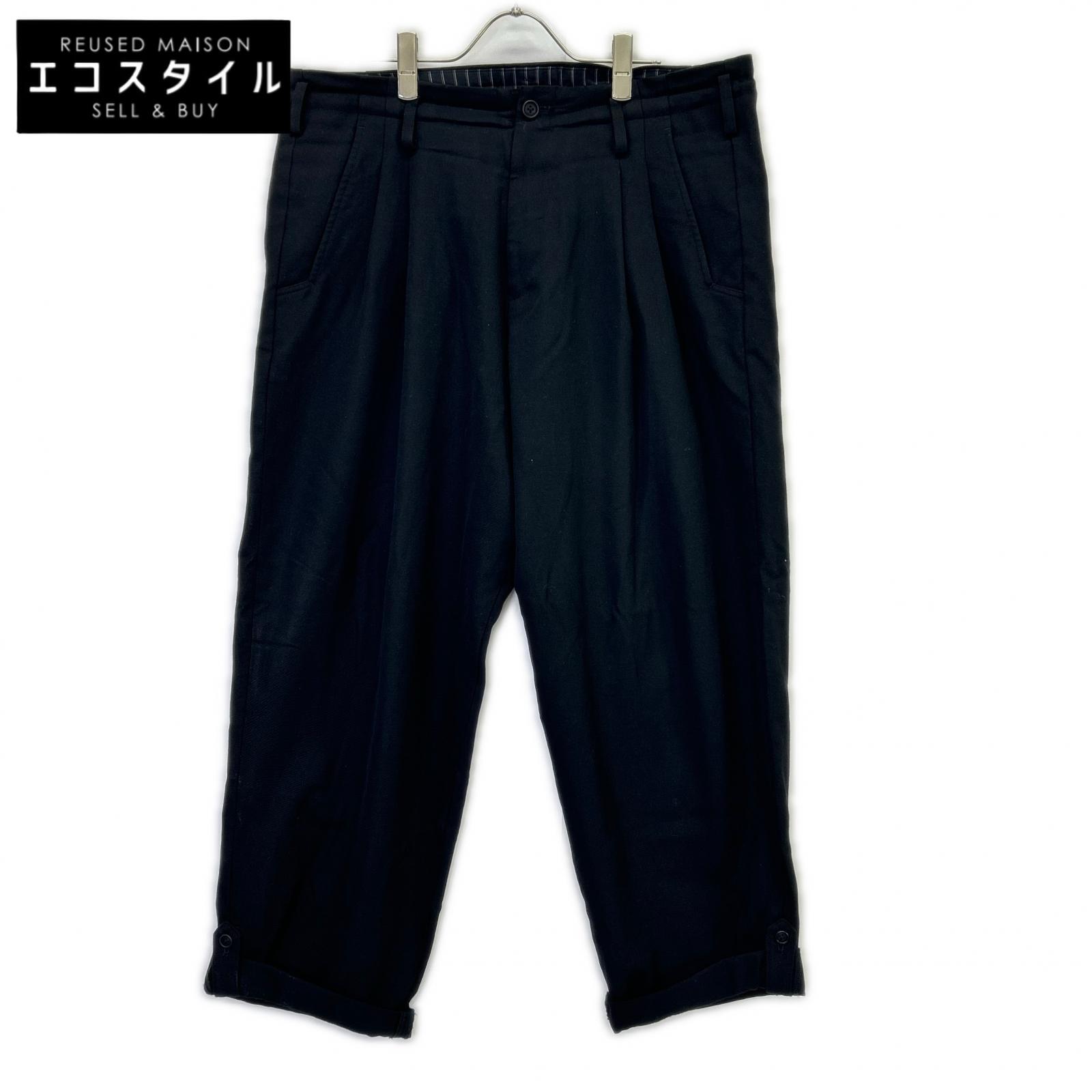 Yohji Yamamoto POUR HOMME ヨウジヤマモトプールオム HO-P71-534 黒いこと 2タックテーパードスラックス ボトムス   3 黒いこと メンズ 【中古】