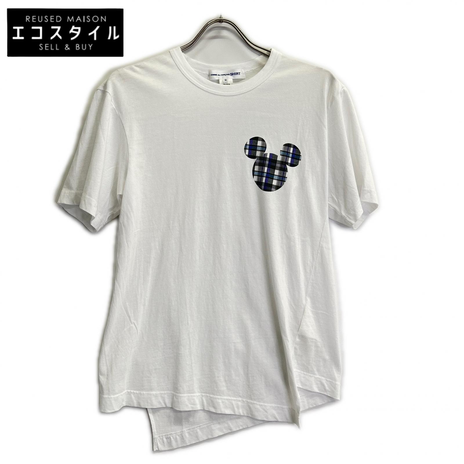 COMMEdesGARCONS SHIRT コムデギャルソンシャツ 【×Disney】FO-T028 白いこと 労働者の一団のど首 ティーシャツ トップス   M 白いこと メンズ 【中古】