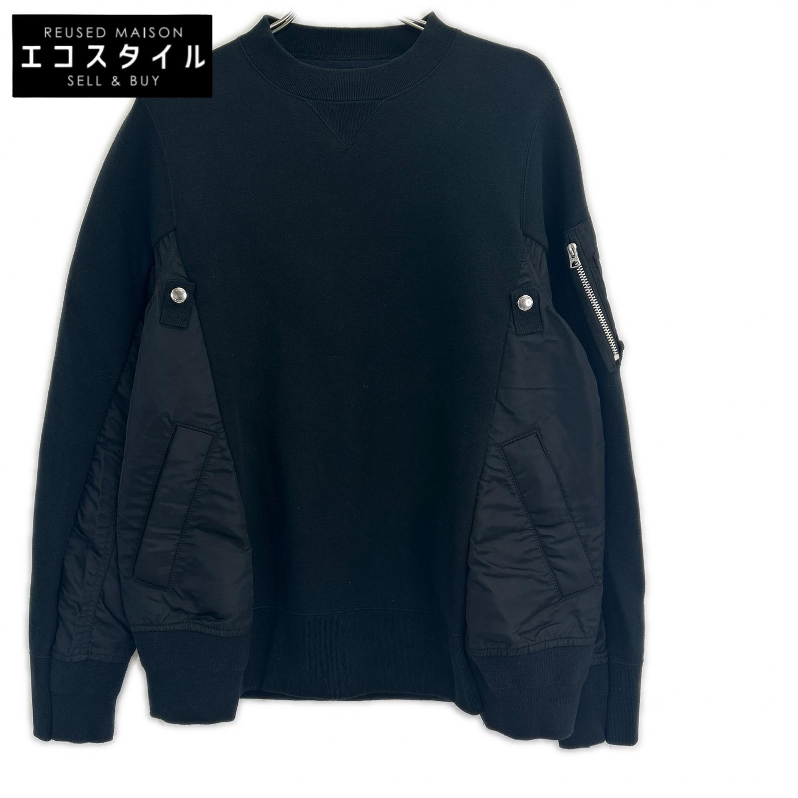 sacai サカイ 【24年製】SCM-058 Sweat Nylon Twill Pullover 縛 トレイナー トップス   2 黒いこと メンズ 【中古】
