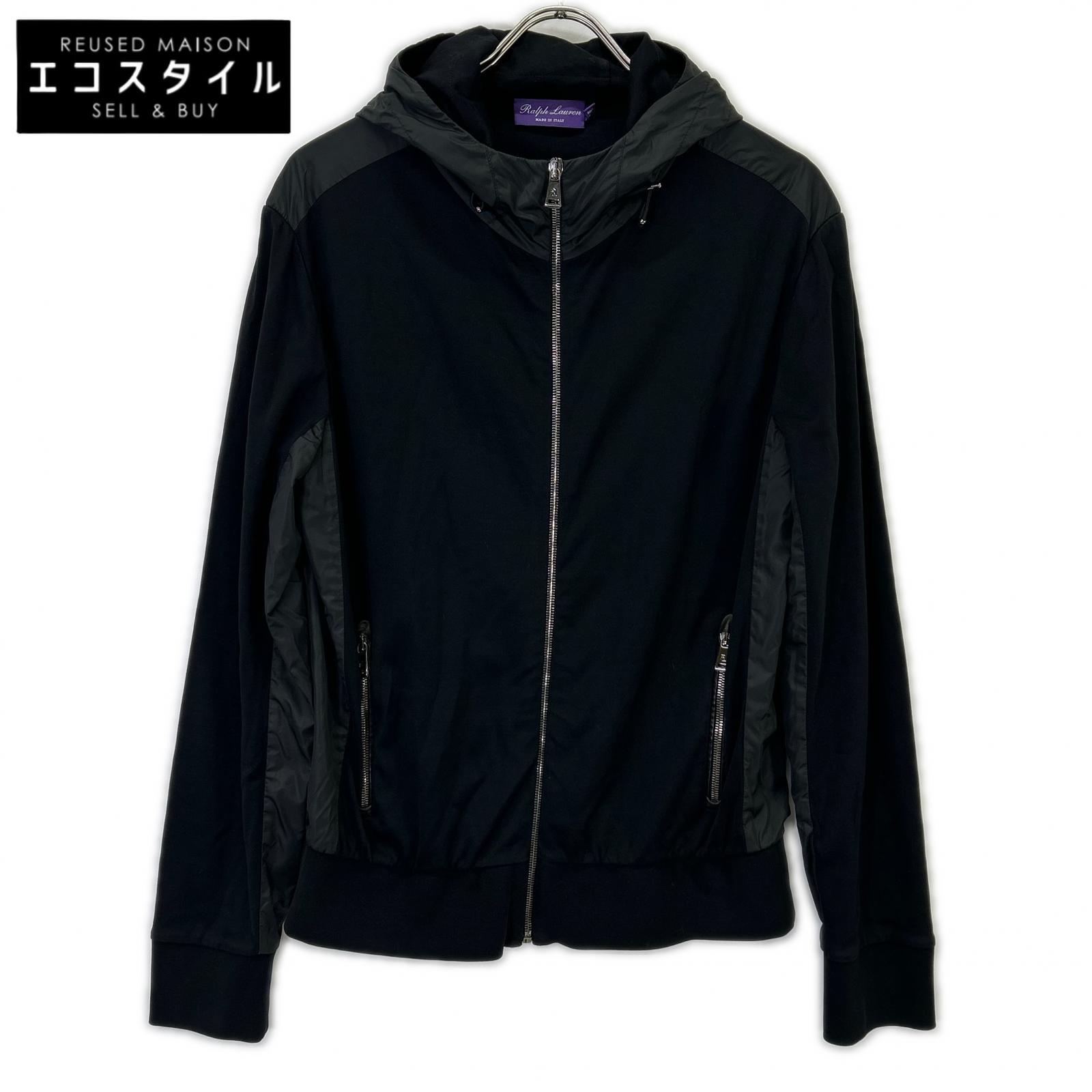 RalphLauren PURPLE LABEL ラルフローレン パープルレーベル 黒いこと ニットナイロンコンビ フーディジャケット 上衣   M 黒いこと メンズ 【中古】