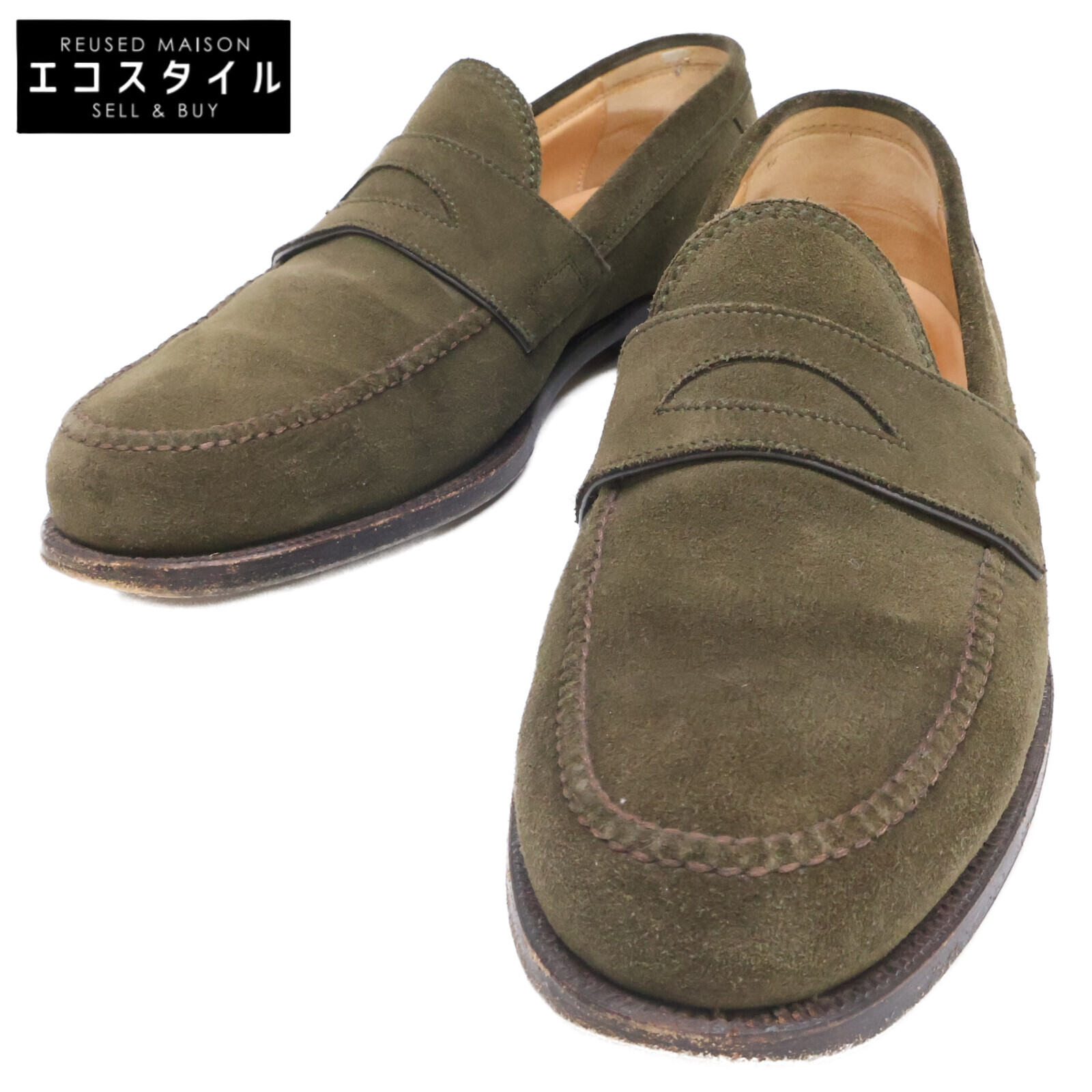 Giacometti. ジャコメッティ FG254 スエードクロス コインローファー シューズ   40 カーキ メンズ 【中古】