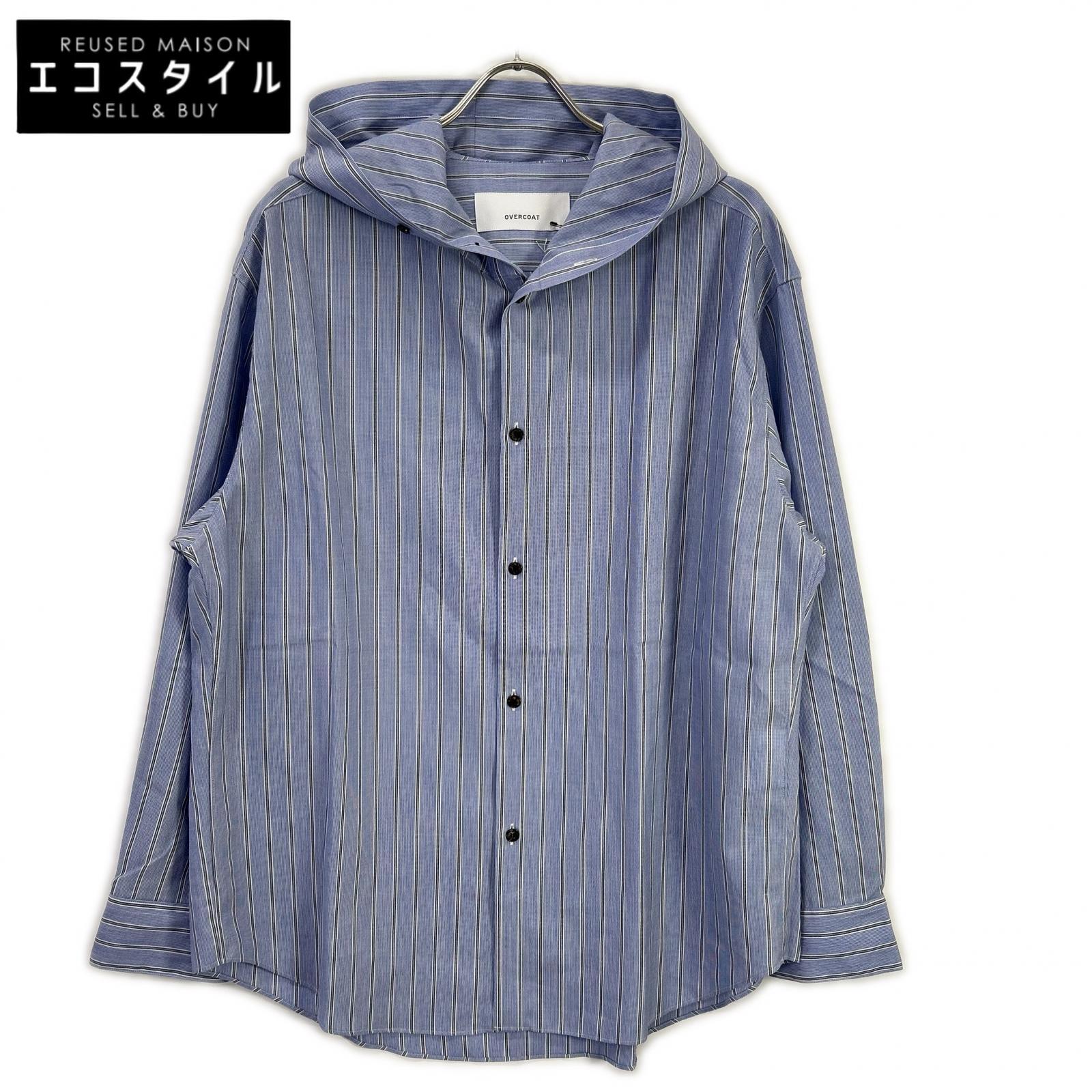 OVERCOAT 厚地の外套厚地の外套 hooded wool shirt インチ blue stripe S26T011-NKST トップス   M1 青色 メンズ 【中古】