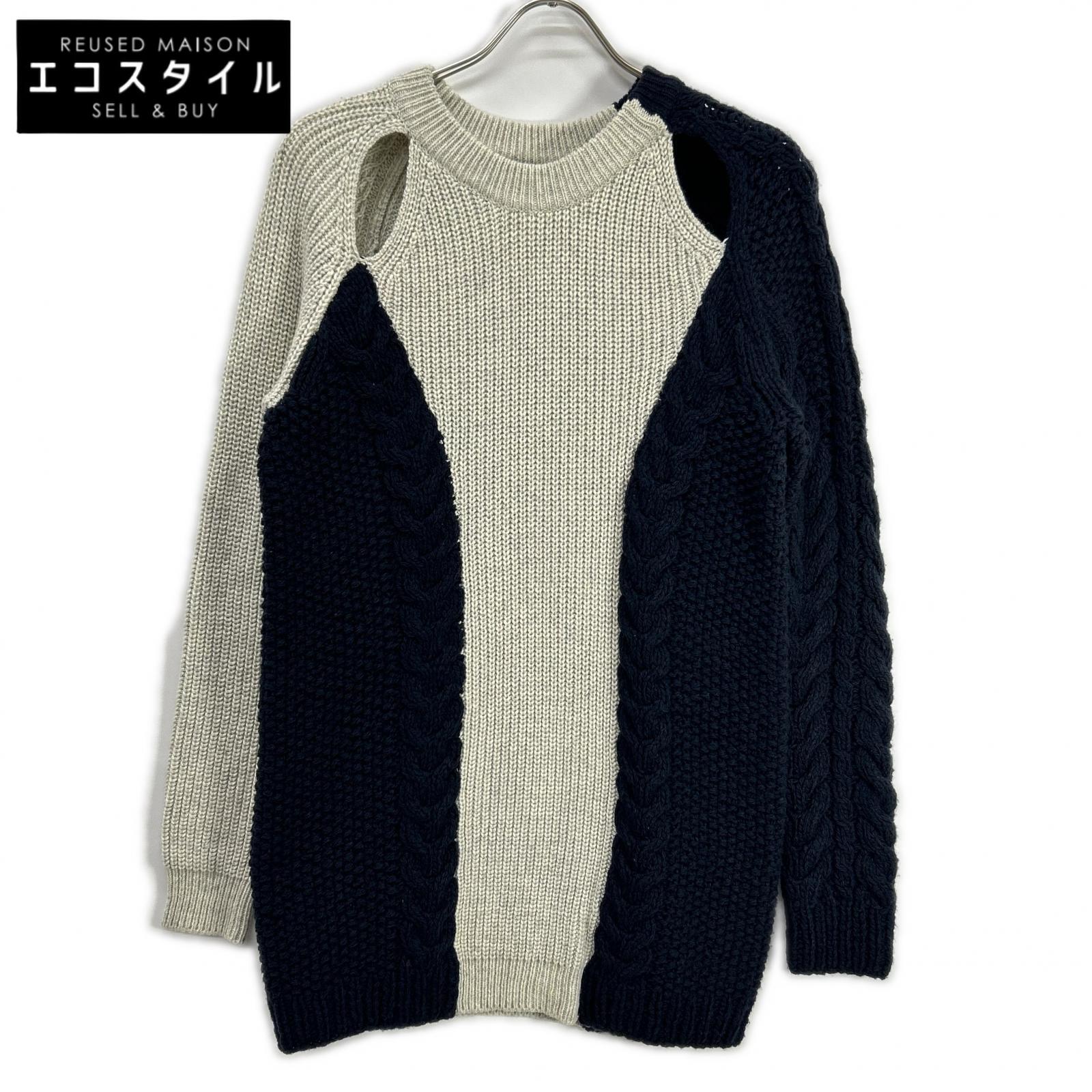 3.1 Phillip lim スリーワンフィリップリム 米国海軍×象牙色 有線テレビ編み編み物 トップス トップス   S 米国海軍×象牙色 メンズ 【中古】
