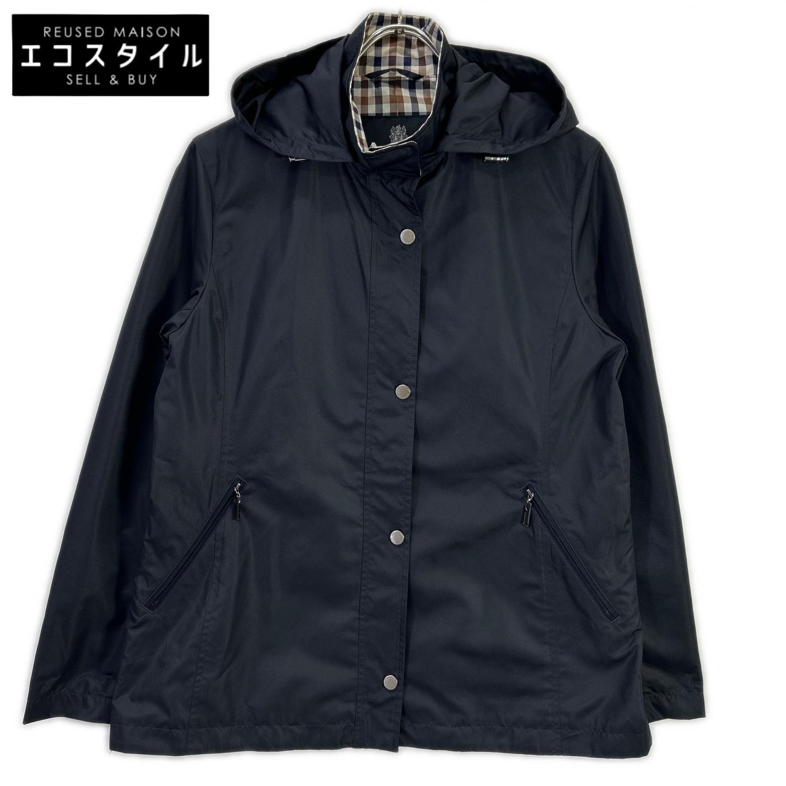 Aquascutum アクアスキュータム 5003204088 米国海軍 2WAY タフタパーカー テーラードジャケット 上衣   8 黒いこと レディース 【中古】