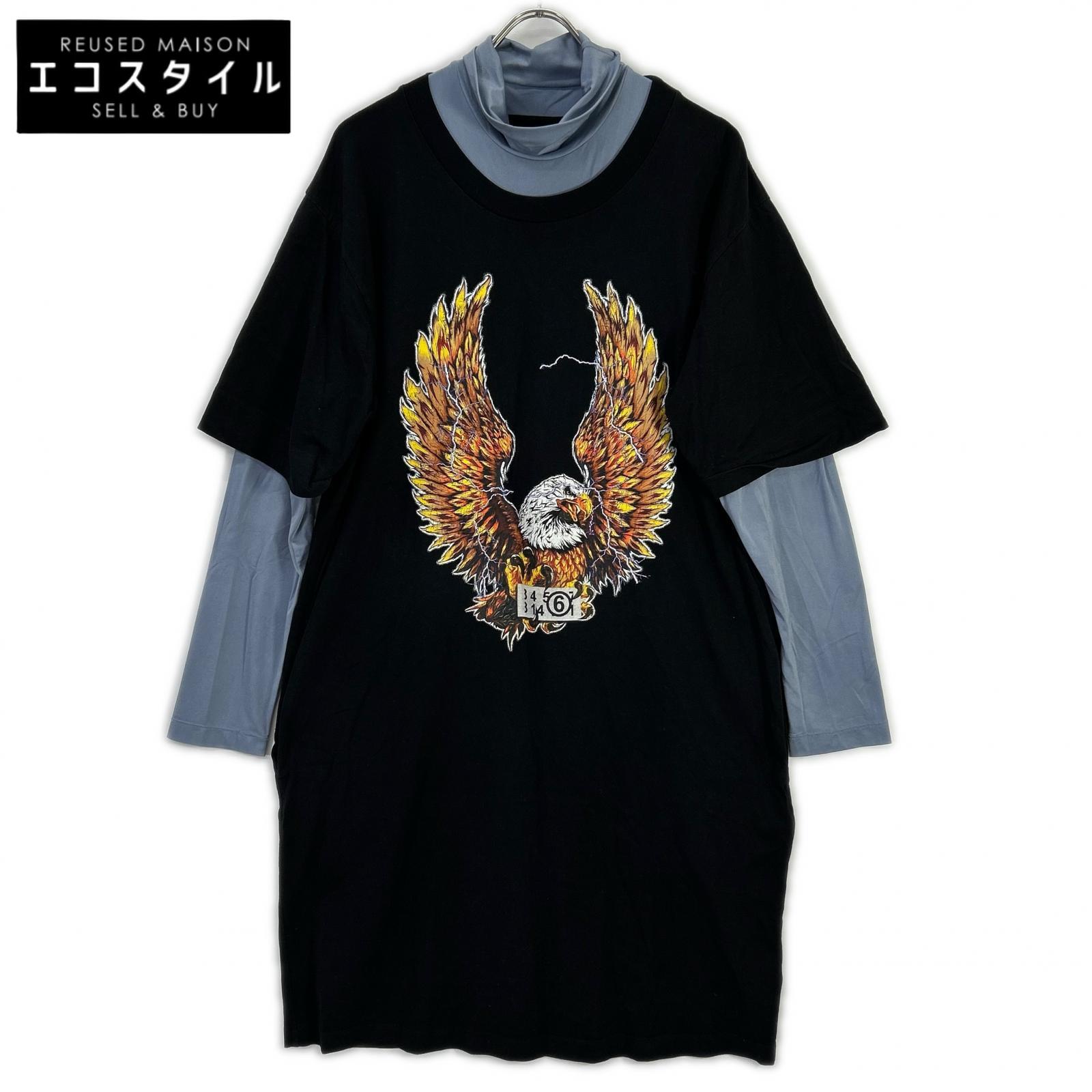 MM6 エムエムシックス S52CT0631 黒いこと 鷲刷り上げる  花の冠yd カットソーワンピース トップス   M 黒いこと レディース 【中古】