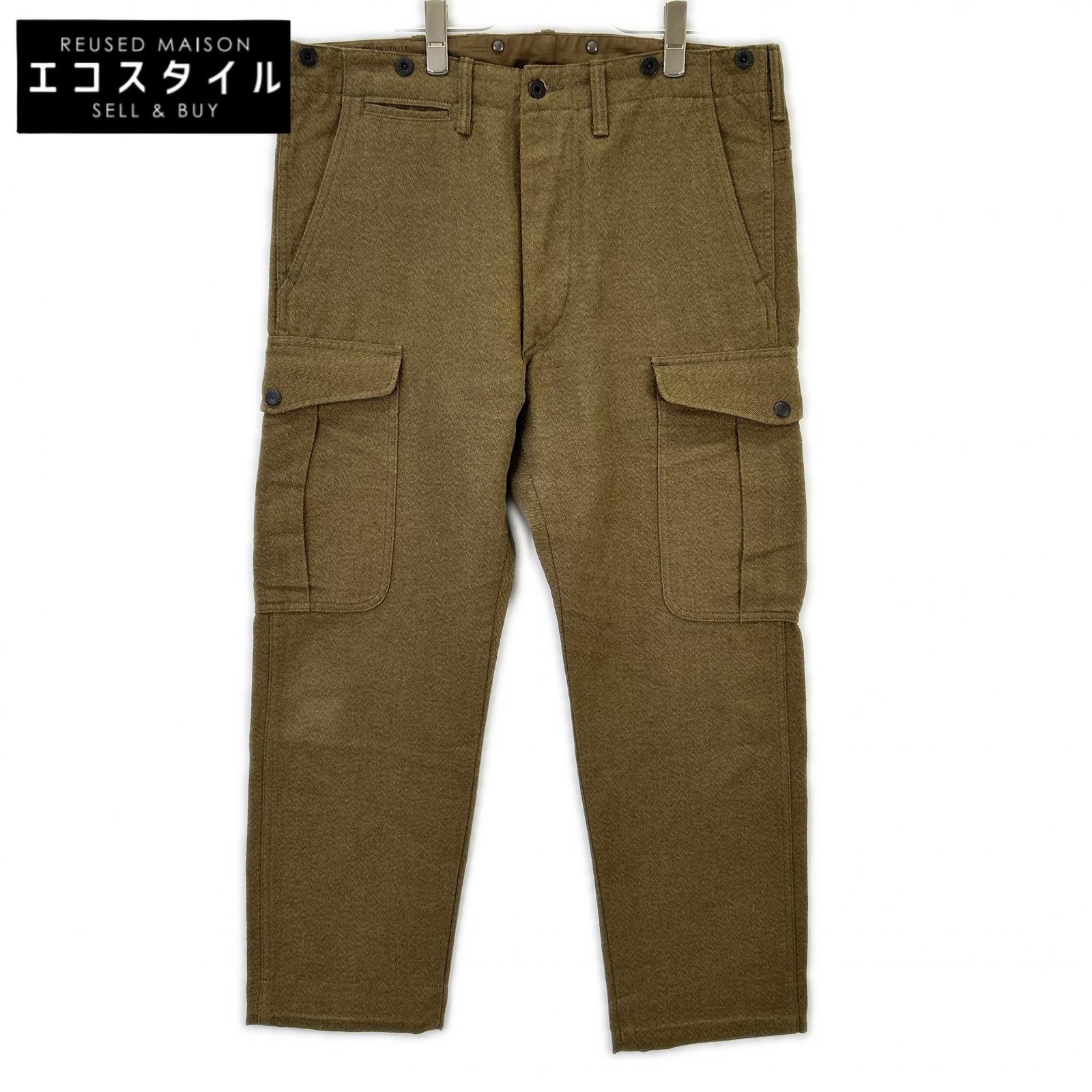 RRL ダブルアールエル カーキ Hudson Twill Cargo Trousers/コットンリネンウール ツイルカーゴパンツ ボトムス   34/32 カーキ メンズ 【中古】