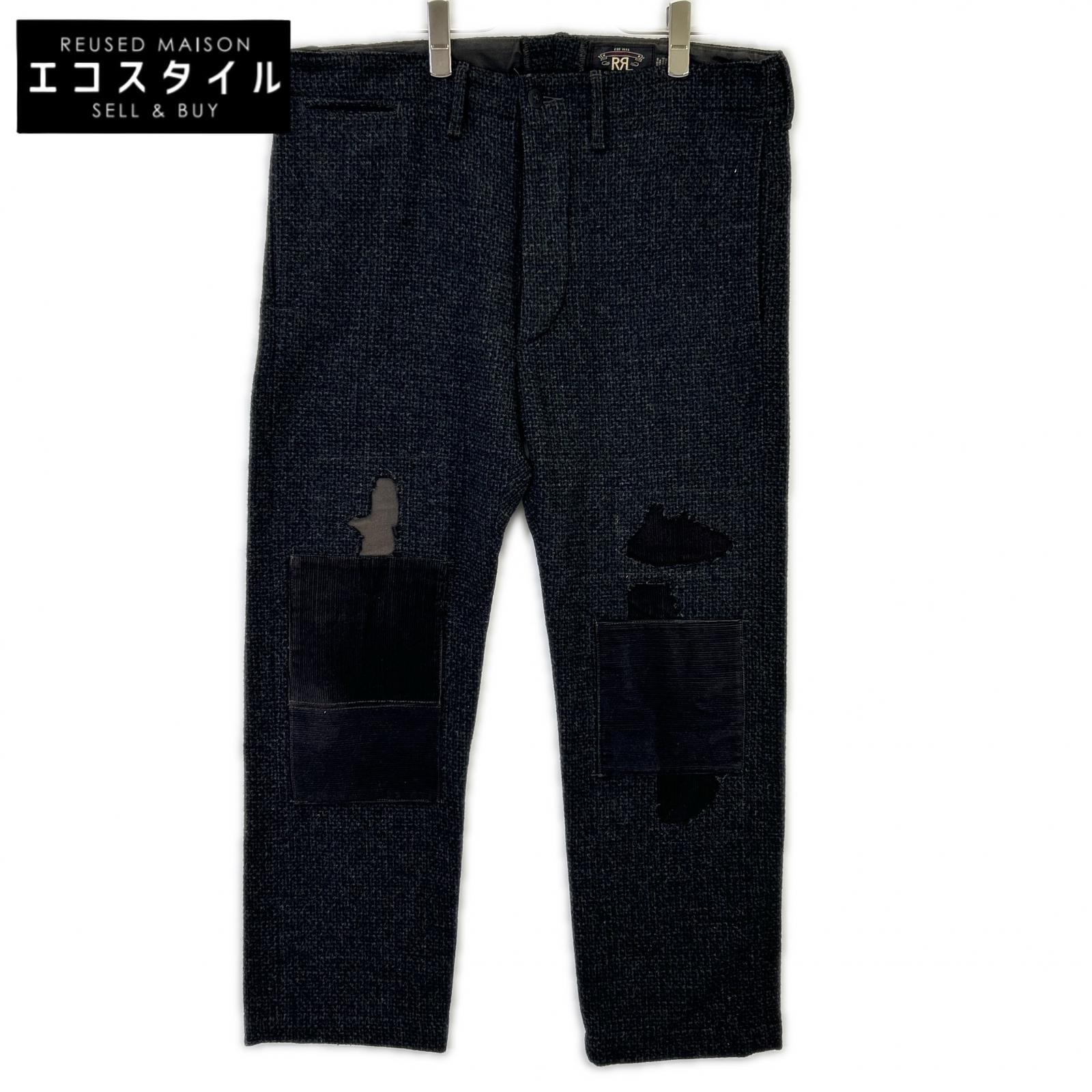 RRL ダブルアールエル 黒いこと REPAIR OFFICERS WOOL TROUSER/取り繕い ウールトラウザー ボトムス   34/32 黒いこと メンズ 【中古】