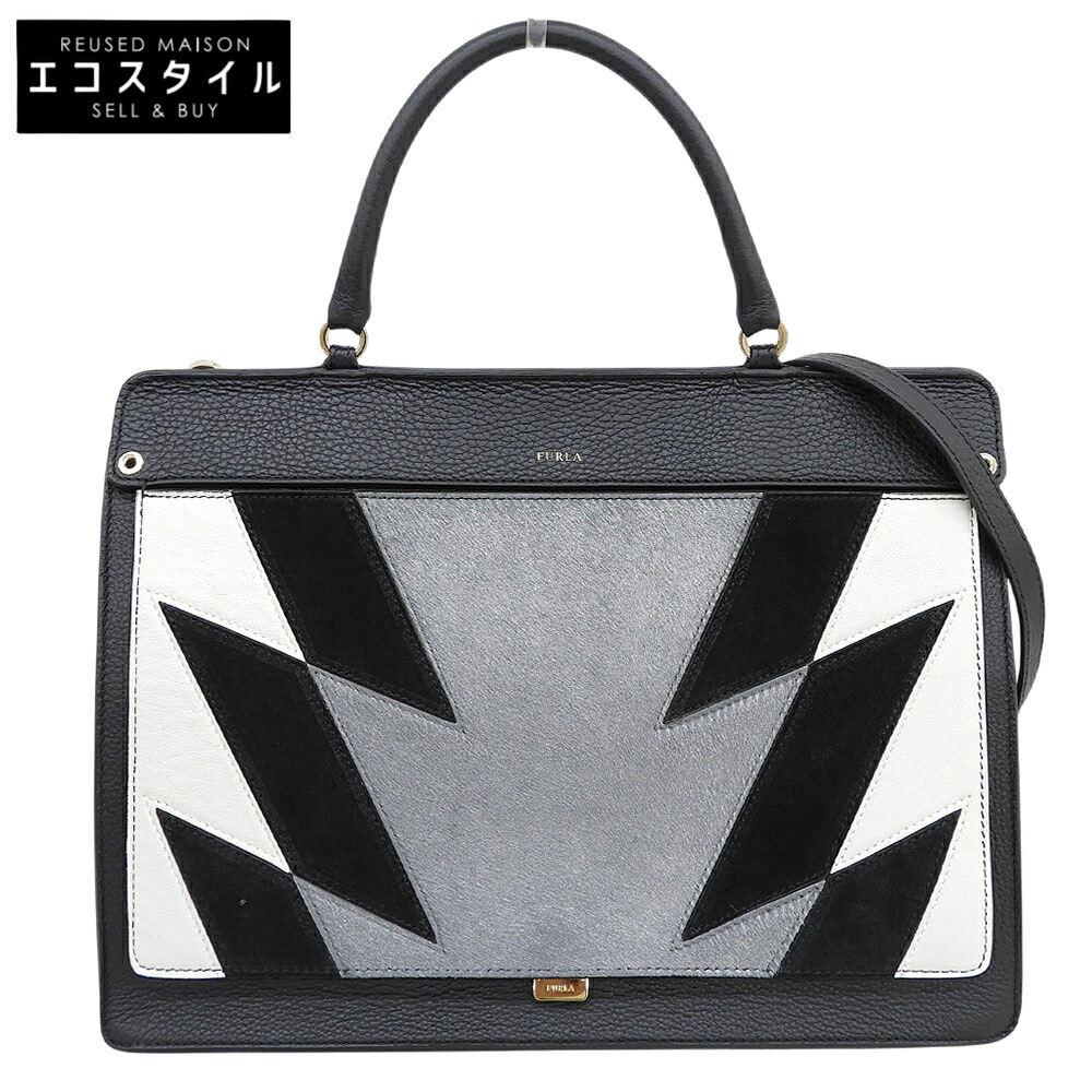 FURLA フルラ 美品 LIKE ハラコ 2WAY ショルダーバッグ ハンドバック レディース 黒いこと 薄墨色 ハンドバック   黒いこと/薄墨色 レディース 【中古】