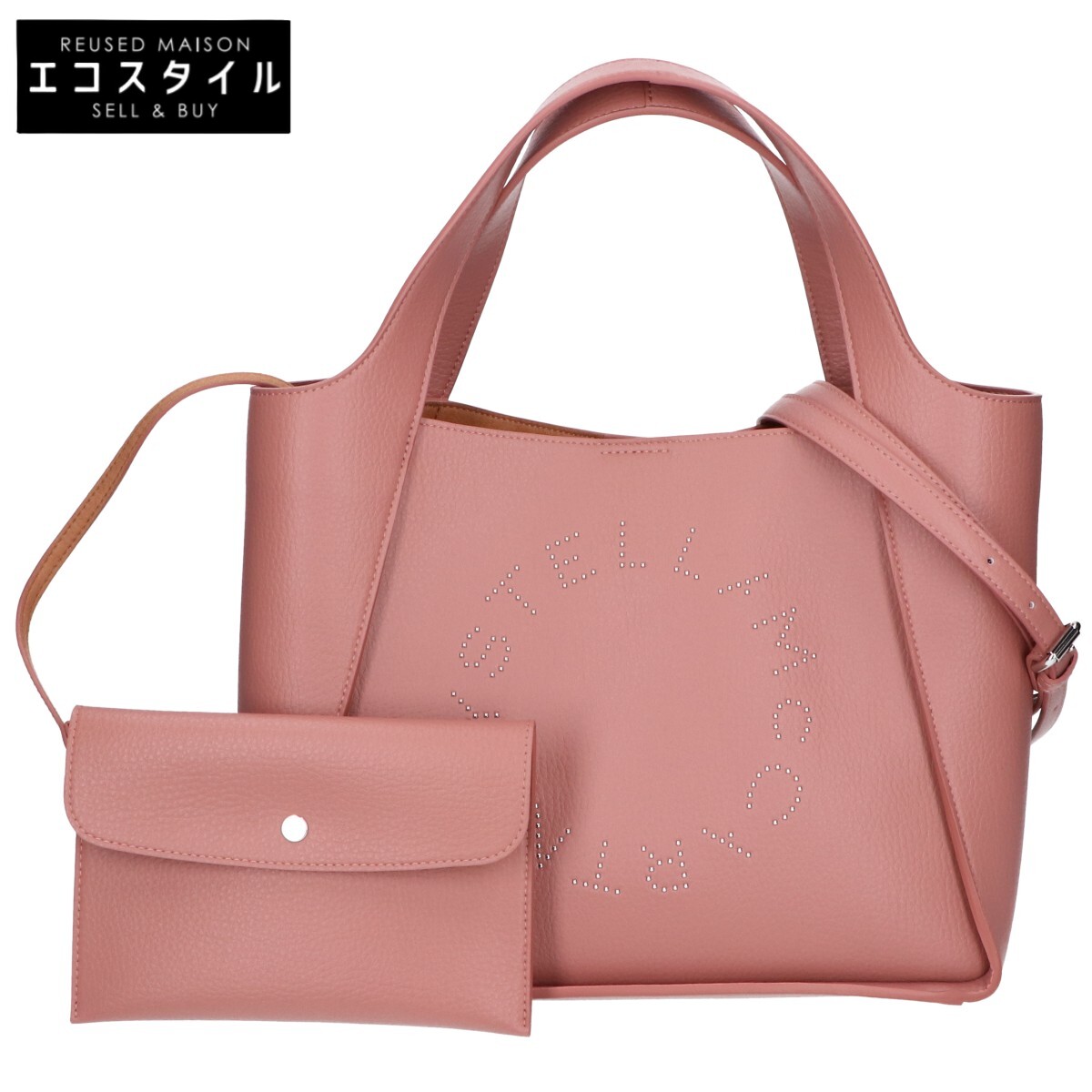 STELLA McCARTNEY ステラマッカートニー 新品負けず劣らず 513860 WP0563 25年 ステラロゴ スタッズロゴ 2WAYハンドバック クロスボディバッグ トートバッグ   TAWNY ROSE レディース 【中古】