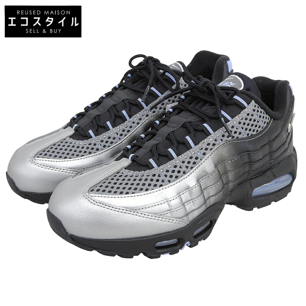 NIKE ナイキ 未当て嵌める エア湖マックス95 スニーカー シューズ メンズ 黒いこと/しろがね色 29.5珊 IQ7708 095 シューズ   29.5 黒いこと/しろがね色 メンズ 【中古】