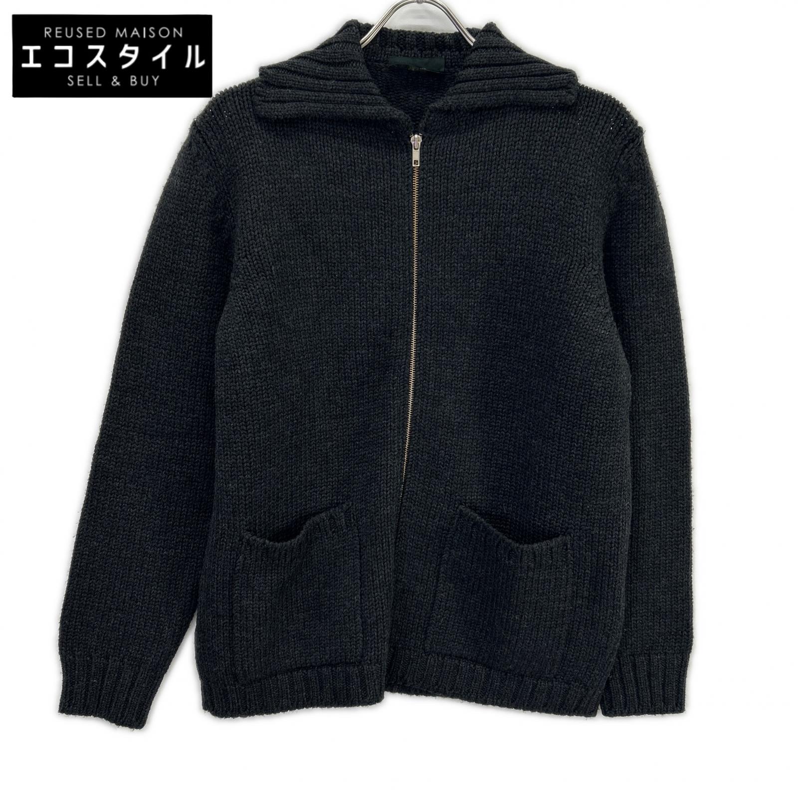 ZANONE ザノーネ 暗灰色 羊毛 ジップ 編み物 上衣   靉靆たる薄墨色 メンズ 【中古】