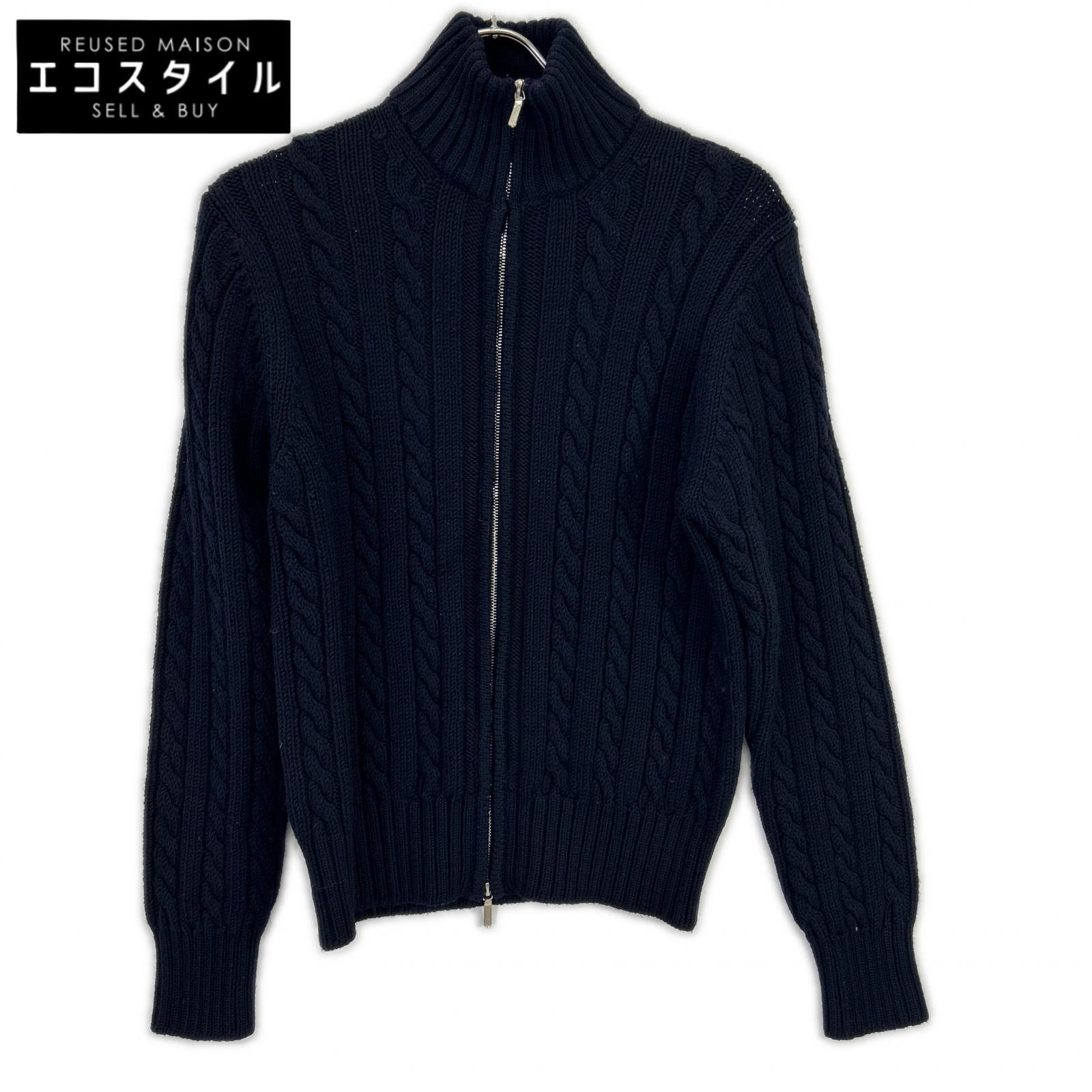 Cruciani クルチアーニ ×赤ちょうちんニーズ 米国海軍 羊毛 ジップニット 上衣   黒いこと メンズ 【中古】