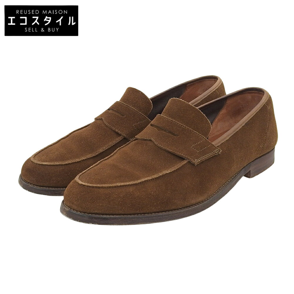 Crockett\u0026Jones クロ毛布＆ジョーンズ 314挙げ句の果て スエードクロス RICHMOND コインローファー シューズ メンズ 赤銅色 9 1/2 E シューズ   9 1/2 E 赤銅色 メンズ 【中古】