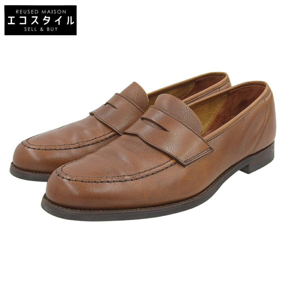 Crockett\u0026Jones クロ毛布＆ジョーンズ 376挙げ句の果て TAN PEBBLE GRAIN CITY SOLE HARVARD2 コインローファー メンズ 赤銅色 9 1/2 E シューズ   9 1/2 E 赤銅色 メンズ 【中古】