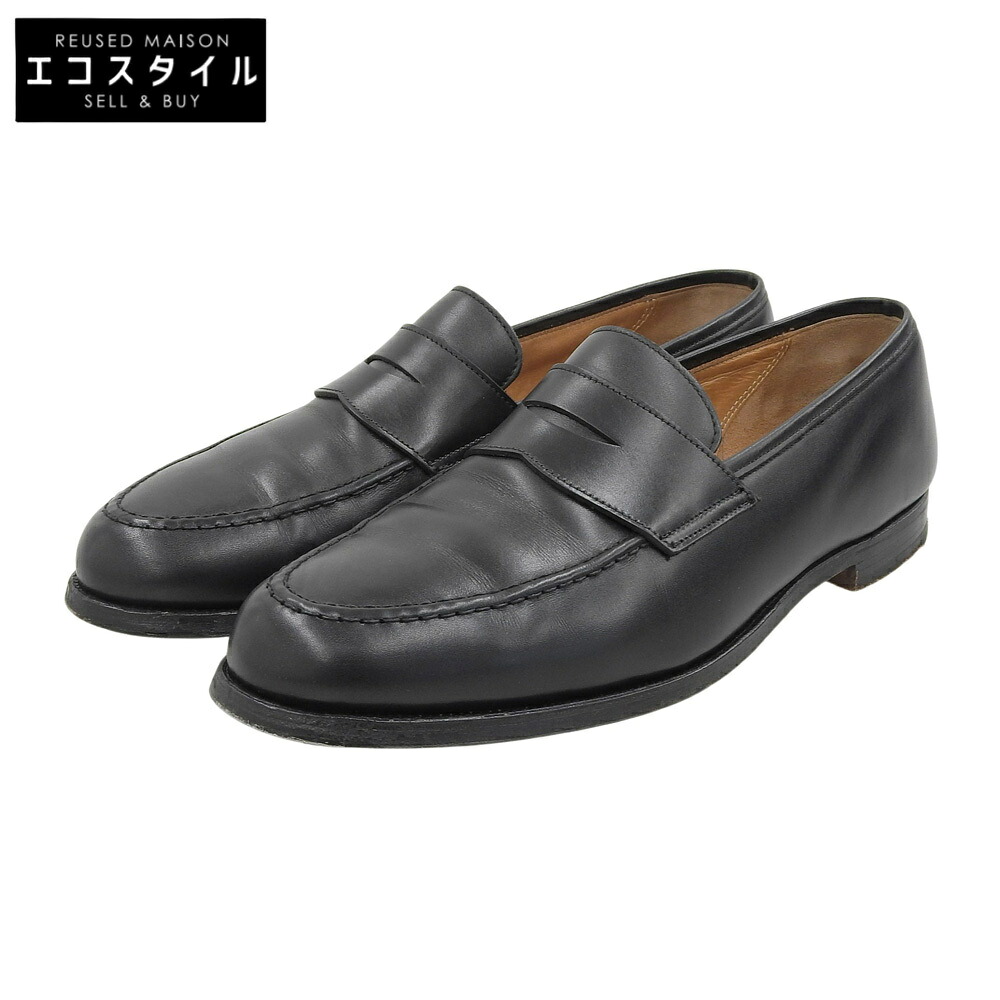 Crockett\u0026Jones クロ毛布＆ジョーンズ 376挙げ句の果て カーフスキン BOSTON2 コインローファー シューズ メンズ 黒いこと 9 1/2 E 6224 シューズ   9 1/2 E 黒いこと メンズ 【中古】