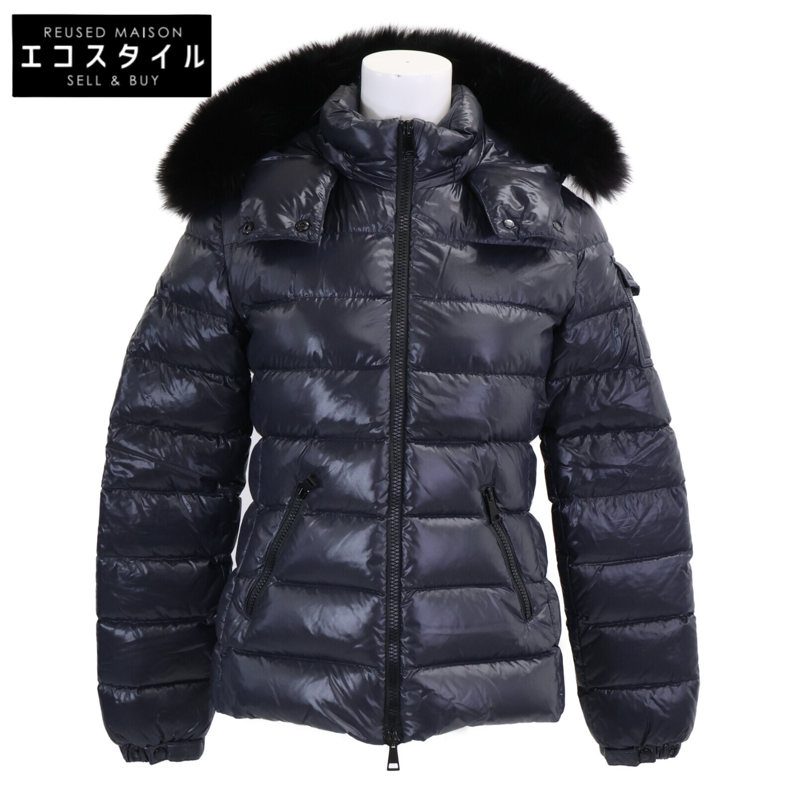 MONCLER モンク軌跡 BADYFUR 毛革/ボンネット付 落ちこむ上衣 00 米国海軍 レディース 【中古】