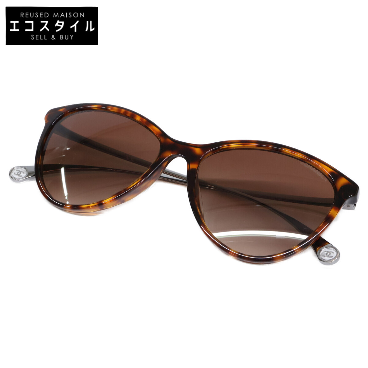 CHANEL シャネル 【美品】5459-A c.714/S5 キャットアイ 黒眼鏡   54□16 140 赤銅色系 レディース 【中古】
