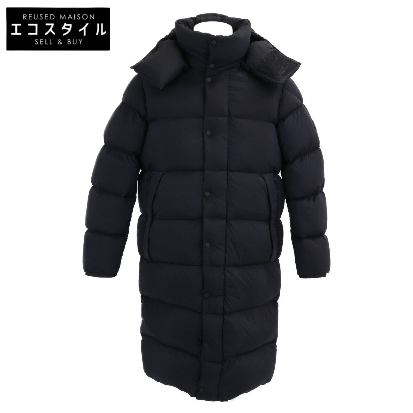 MONCLER モンク線路 STRAHLHORN ロング落ちこむ 厚地の外套   1 黒いこと メンズ 【中古】