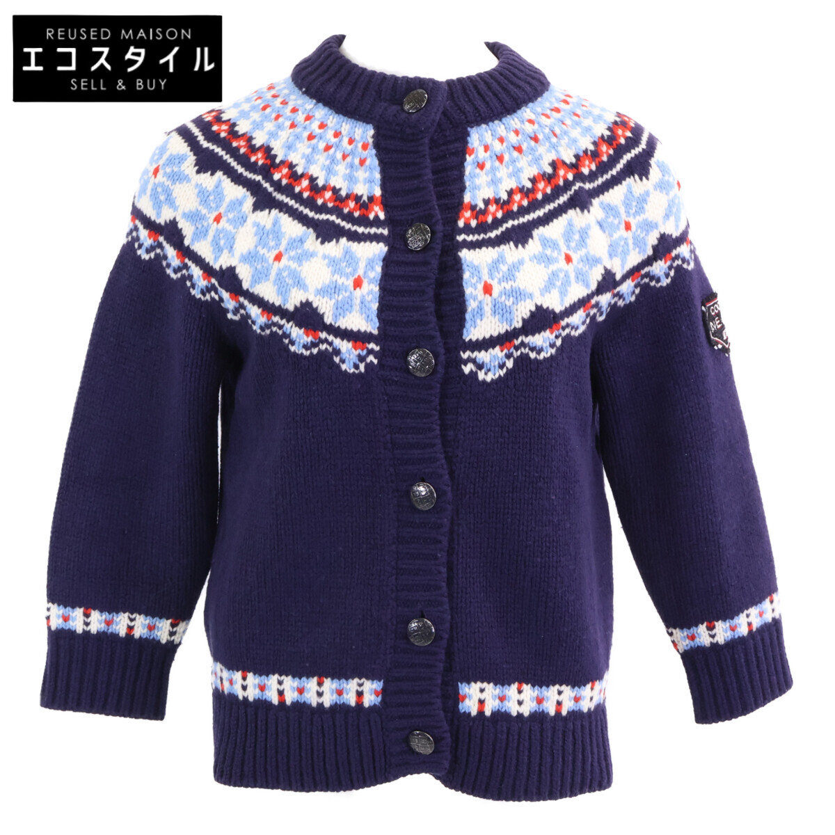 CHANEL シャネル 国内置き目 18AW P59762 COCO NEIGE 羊毛編み物 ジレー トップス   36 米国海軍 レディース 【中古】