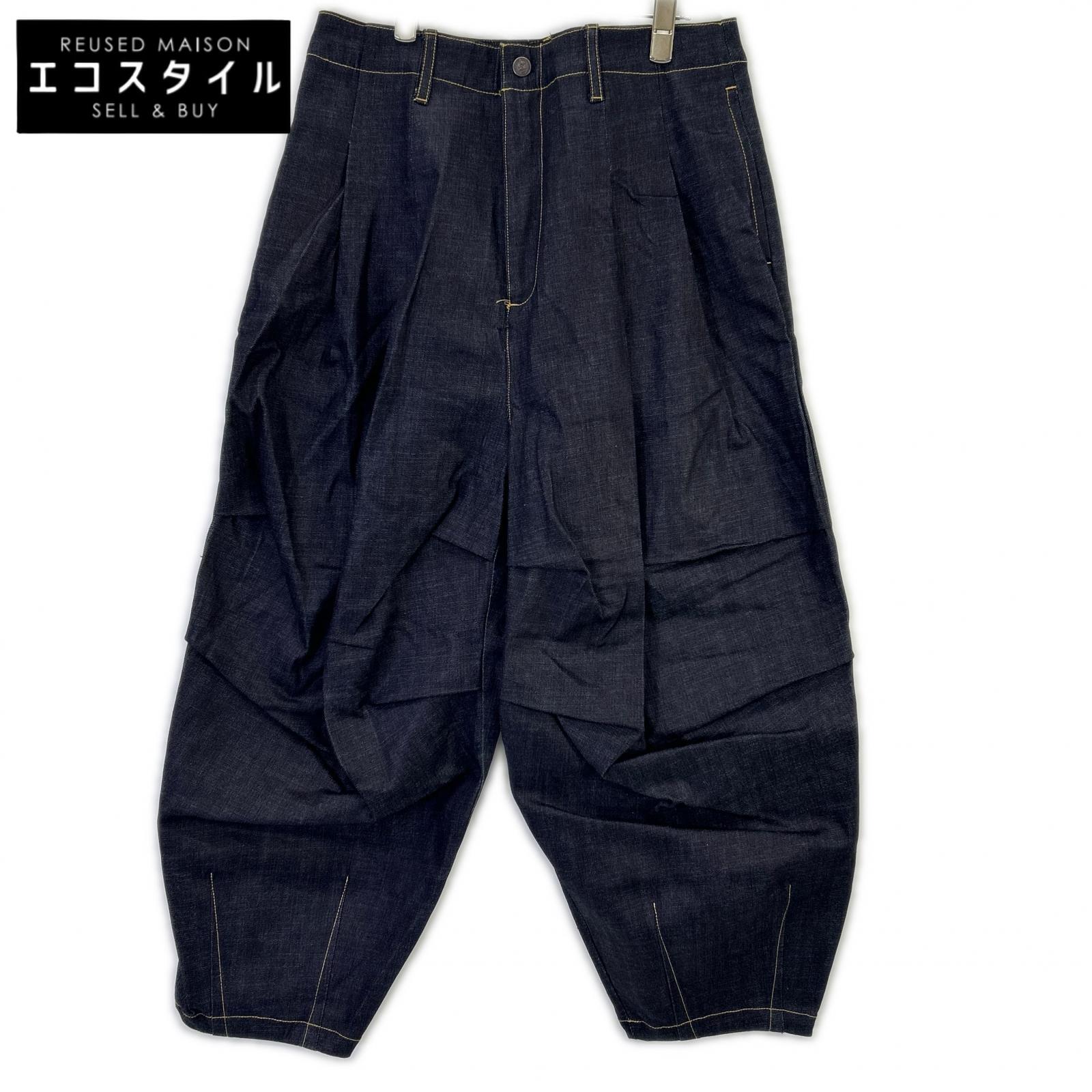 glamb 瓦 GB0126 P08 黒いこと Crossover Tuck Pants クロスオーバータックパンツ ボトムス   S インディゴ メンズ 【中古】