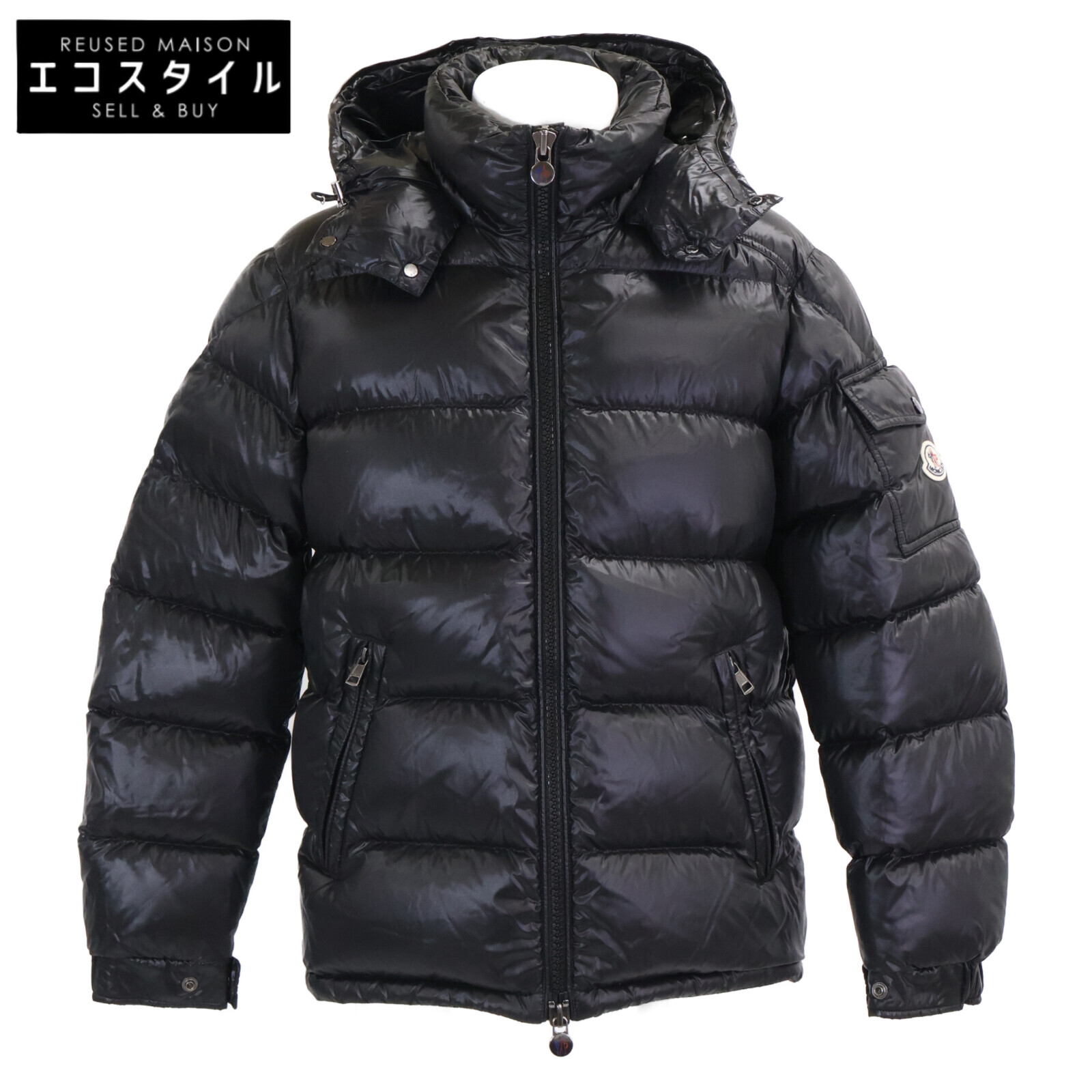 MONCLER モンク軌跡 【美品/23年製】MAYA マヤ ボンネット付落ち込む上衣 1 黒いこと メンズ 【中古】