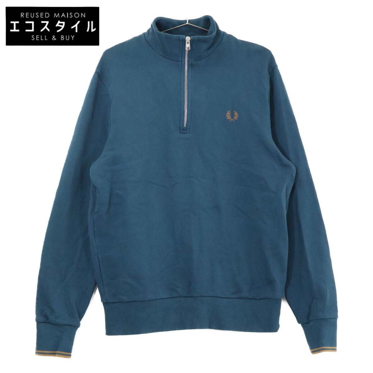 FRED PERRY フレッドペリー 【国内置き目】M3574 Half Zip Sweatshirt ハーフジップ トレーナー トップス   M 緑であること メンズ 【中古】