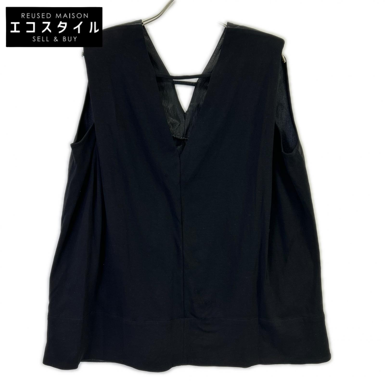 PRANK PROJECT プランクプロジェクト 31251315121 黒いこと Front Leather Boxy V Neck Top トップス   FREE 黒いこと レディース 【中古】