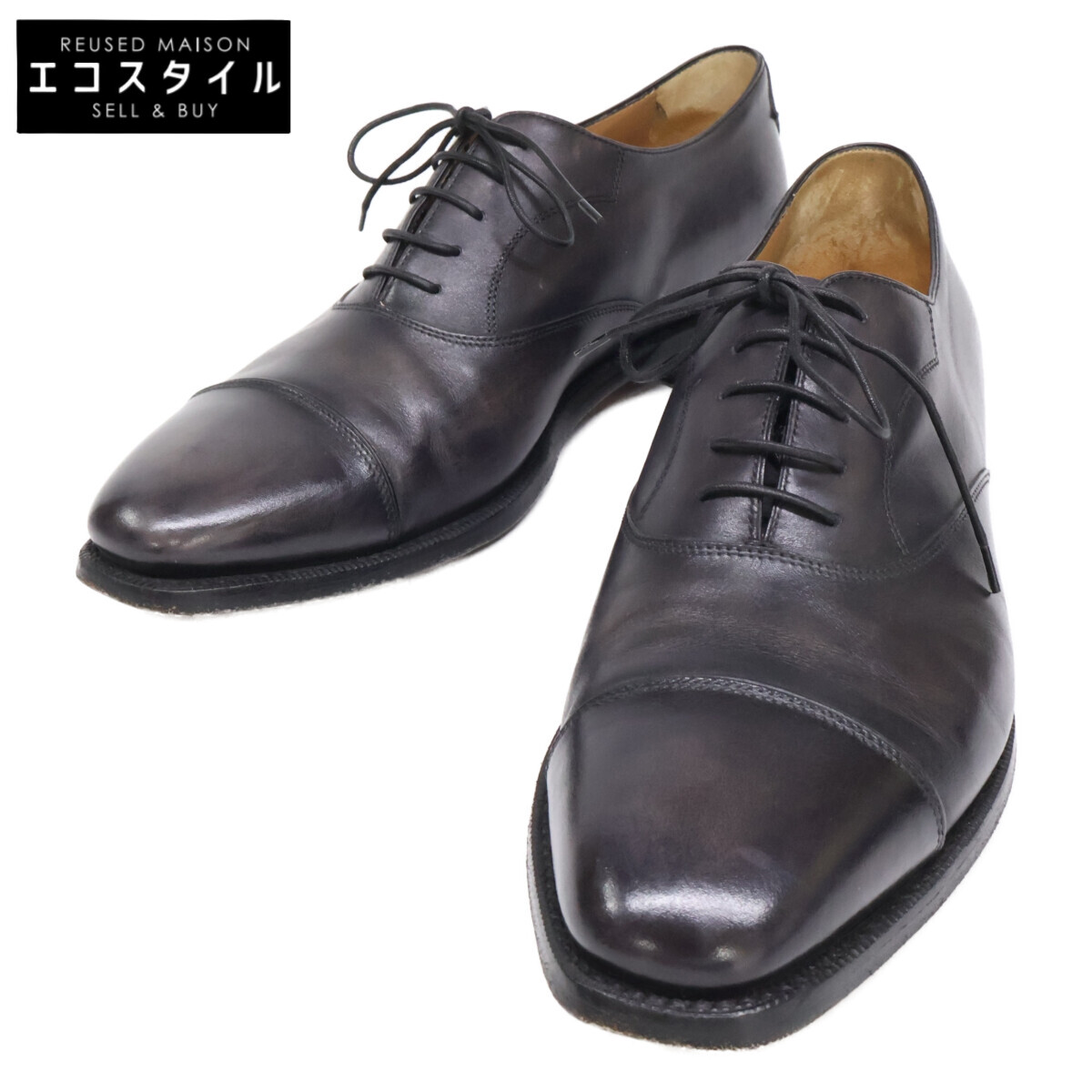 berluti ベルルッティ 【美品】4072 ガレ 屁っ放り基準打数 5はと目 オックスフォード 引っ切りない心付け シューズ 7 1/2 黒いこと メンズ 【中古】