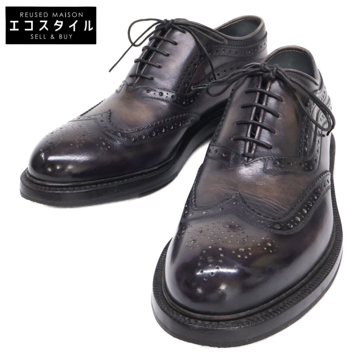 berluti ベルルッティ 【美品】0186 ウィリアム・ジェームズ なめし革 ウィングチップ シューズ 7 1/2 黒いこと メンズ 【中古】