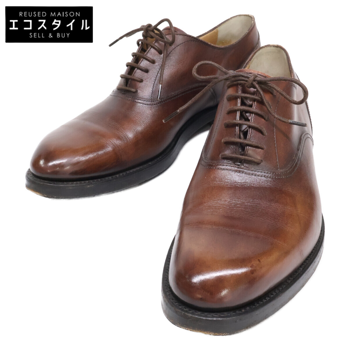 berluti ベルルッティ 0123 VALERIO なめし革 プレーントゥ シューズ  7 1/2 赤銅色 メンズ 【中古】