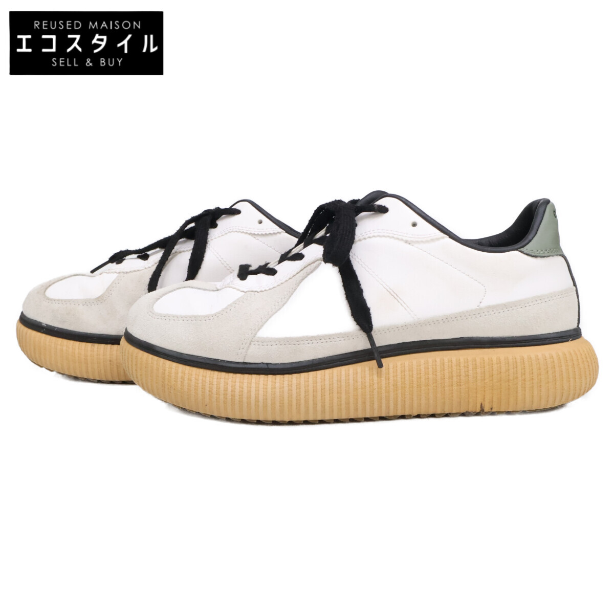 onitsuka tiger オニツカタイガー 1183B874 DELECITY デレシティ スニーカー シューズ   US8 1/2 WHITE/LICHEN GREEN メンズ 【中古】