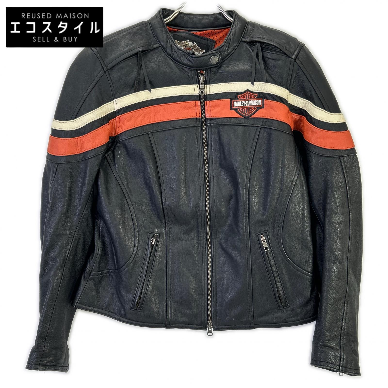 HARLEY-DAVIDSON ハーレーダビッドソン 黒いこと スポーティー なめし革上衣 上衣   M 黒いこと レディース 【中古】