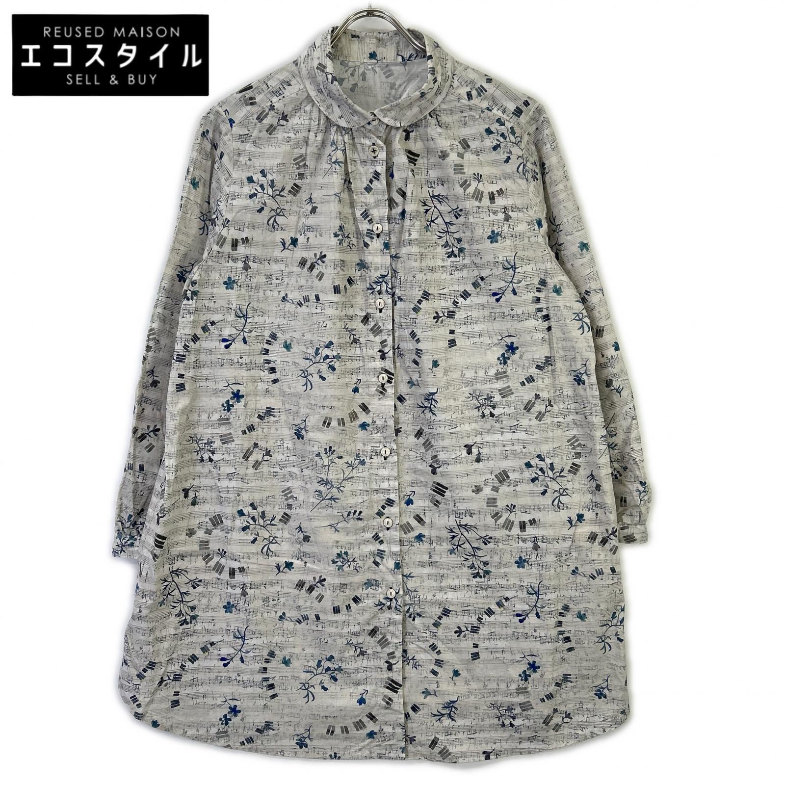 yesterday CROSS イエスタデークロス 【yesterday CROSS】KWYB94709AM 薄墨色 鍵盤楽器と花 御花 プルオーバー トップス   M 薄墨色 レディース 【中古】