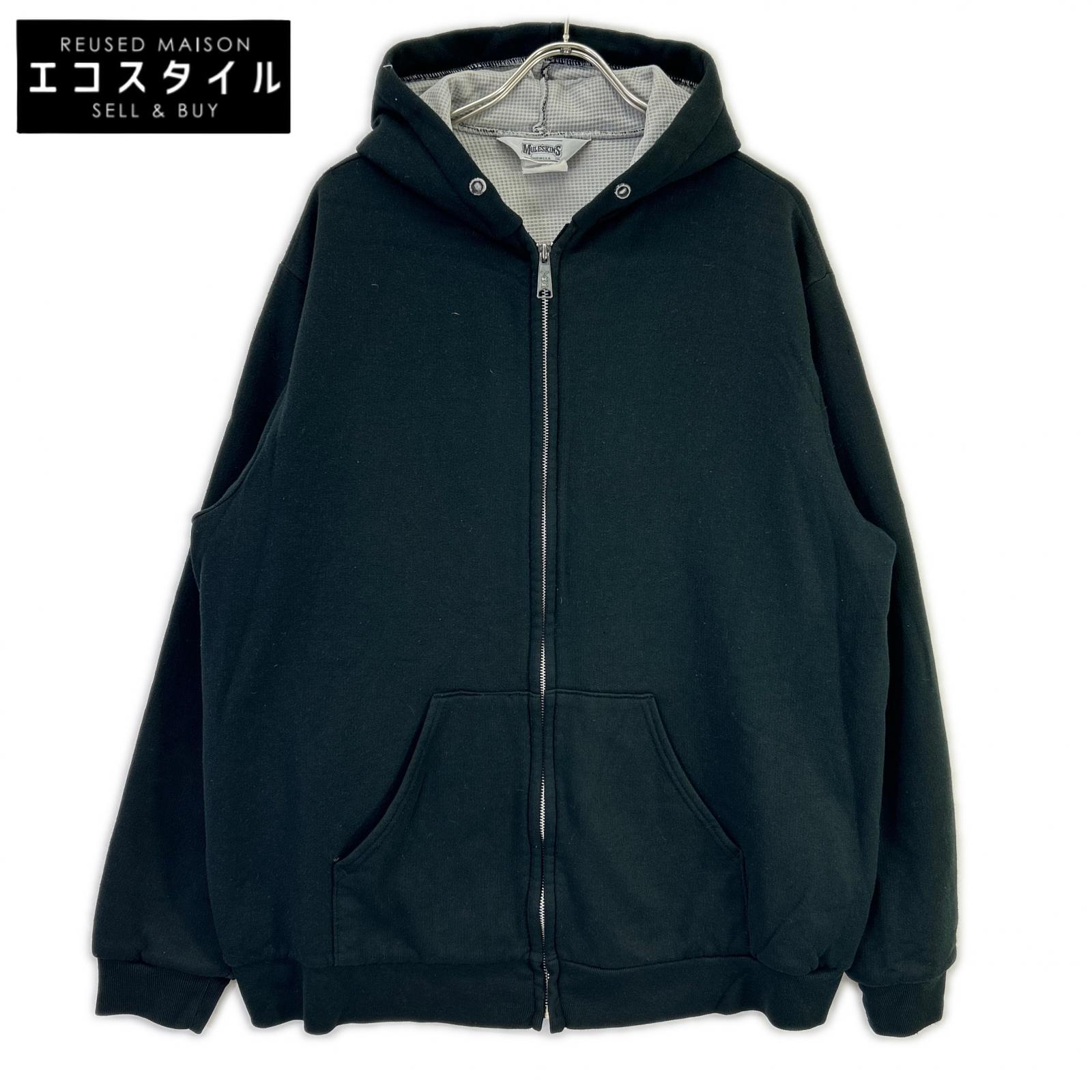 MULESKINS ミュールスキンズ ブラック 80s vintage 裏地サーマル フルジップ スウェット パーカー ジャケット ブラック メンズ 【中古】|ブランドリユース エコスタイル