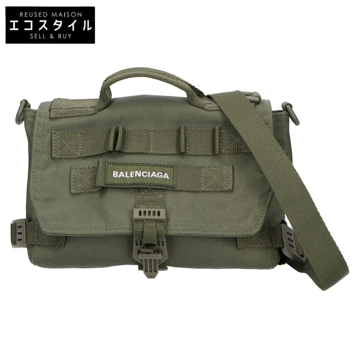 BALENCIAGA バレンシアガ 656106 正規陸軍 伝達人御徒面子 ショルダーバッグ   カーキ メンズ 【中古】