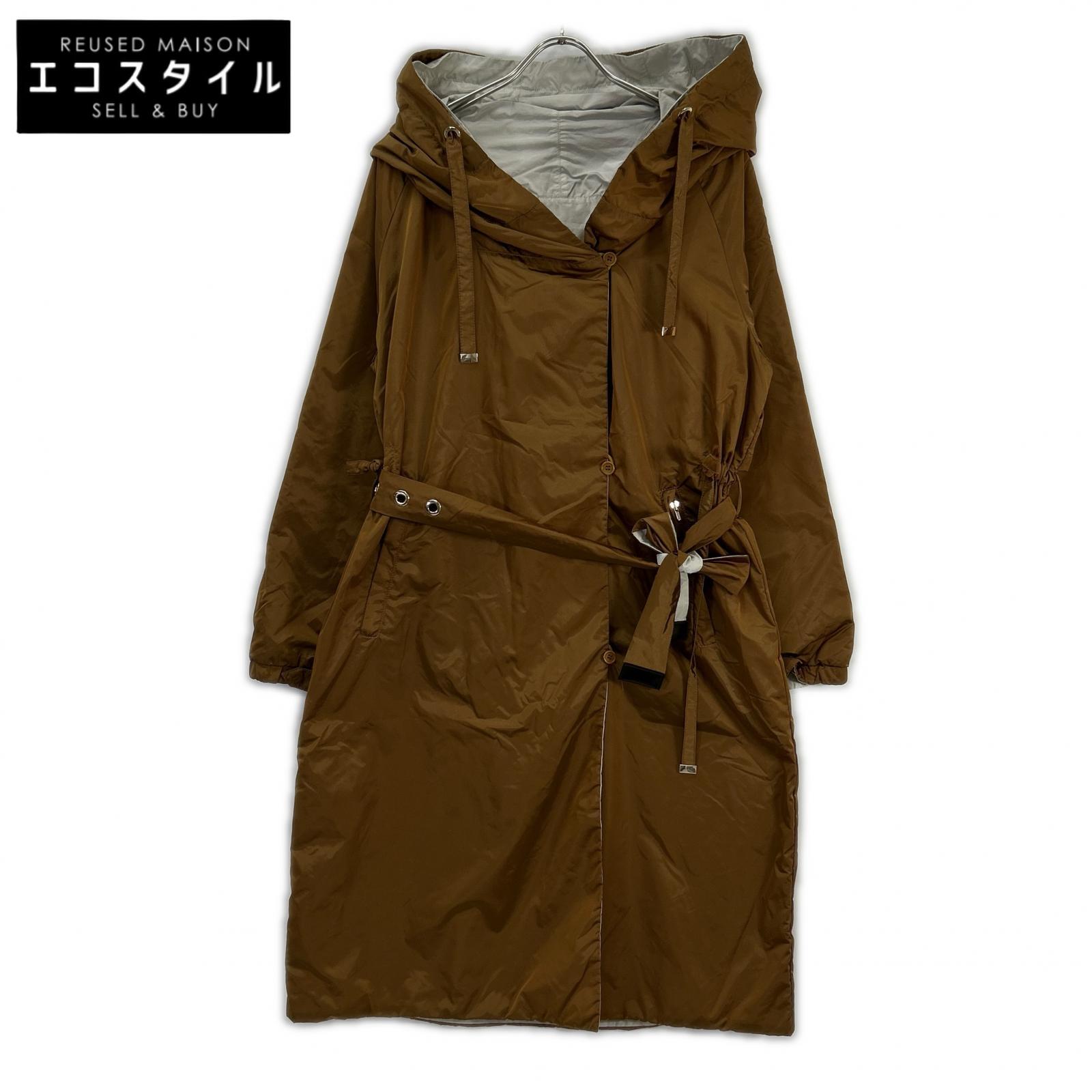 Max Mara マックスマーラ 洋芥子×グレージュ 902113076 リヴァーシブル ナイロンフーディコート 厚地の外套   40 洋芥子×グレージュ レディース 【中古】