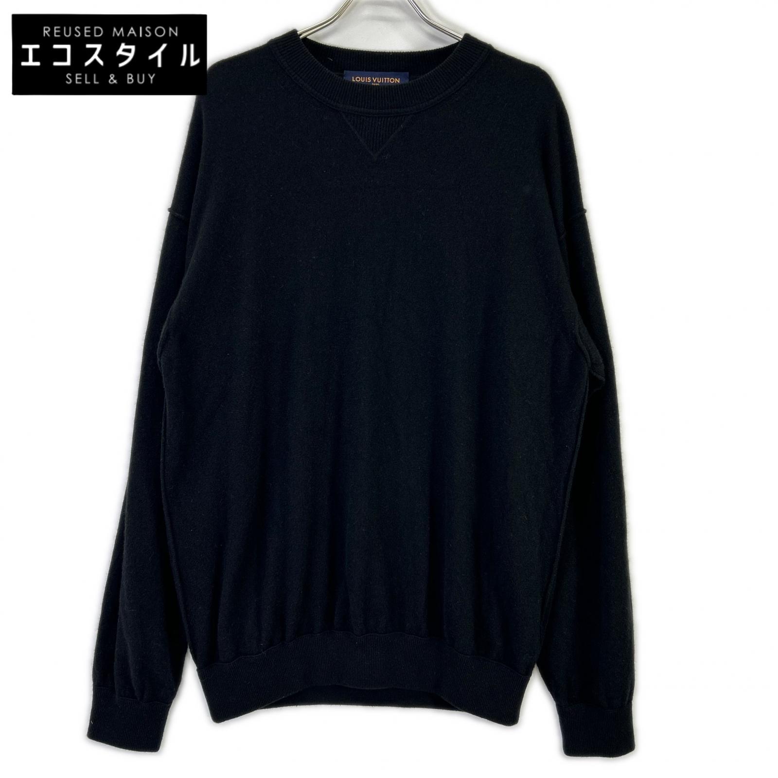 LOUIS VUITTON ルイヴィトン RM201Q JZE HHN42W 20SS 黒いこと カシミール絹地 内辺アウトVガゼットクルーネックニット トップス   XXL 黒いこと メンズ 【中古】