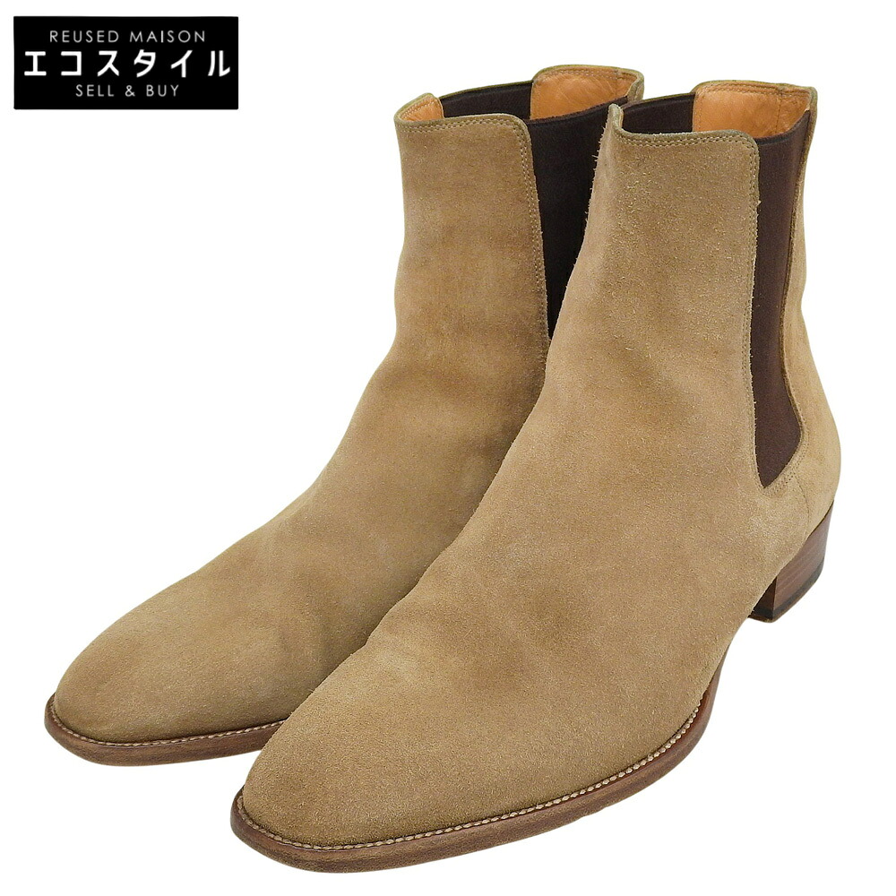 SAINT LAURENT PARIS サンローランパリ スエードクロス サイドゴアブーツ メンズ ベージュ 42 443208 シューズ   42 ベージュ メンズ 【中古】